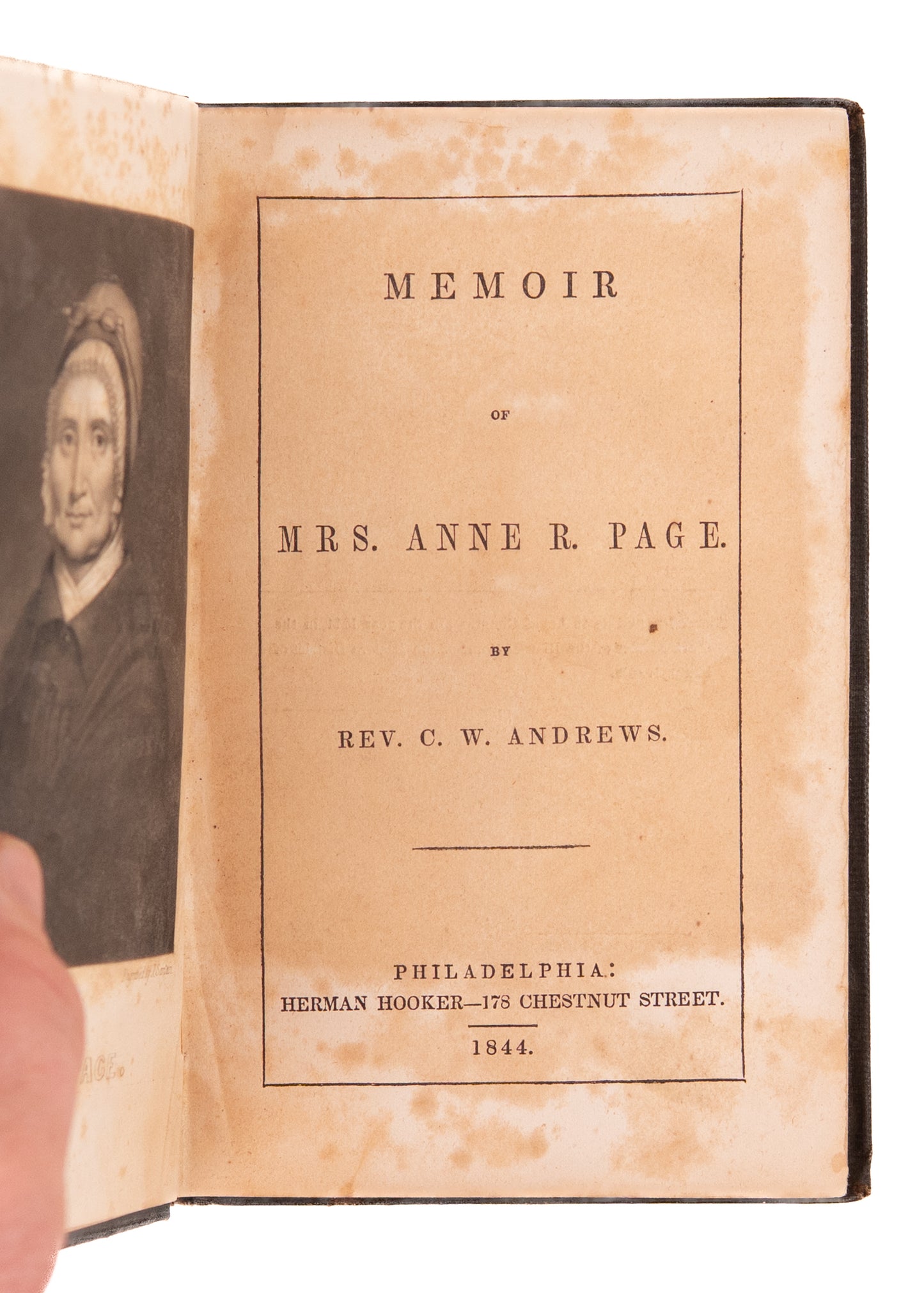 1844 EARLY FEMALE ABOLITIONIST. Memoir of Anne R. Page, Plantation Owner of Virginia.