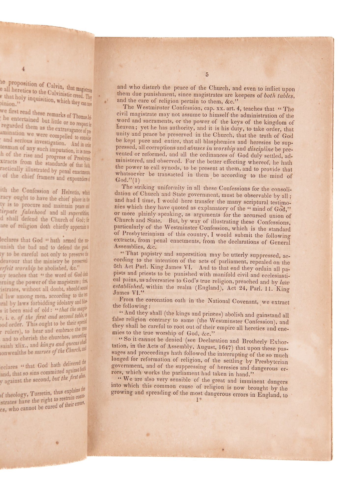 1844 THOMAS JEFFERSON & PRESBYTERIANS. Jefferson Warns Against Christian Nationalism.