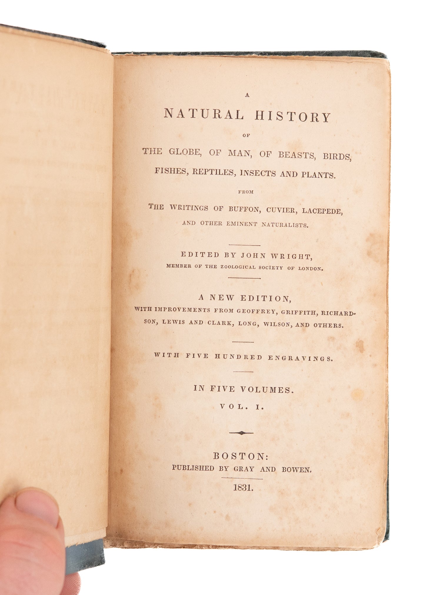 1831 JOHN WRIGHT [ED.]. Buffon's Natural History with 500 Engravings in Five Volumes.