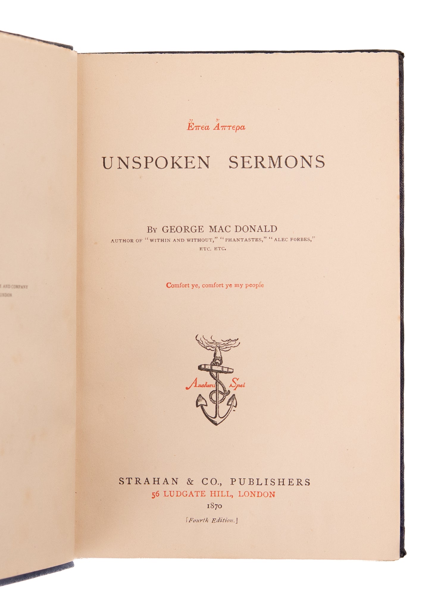 1870 GEORGE MACDONALD. Unspoken Sermons. First Edition - Consuming Fire of God's Love.