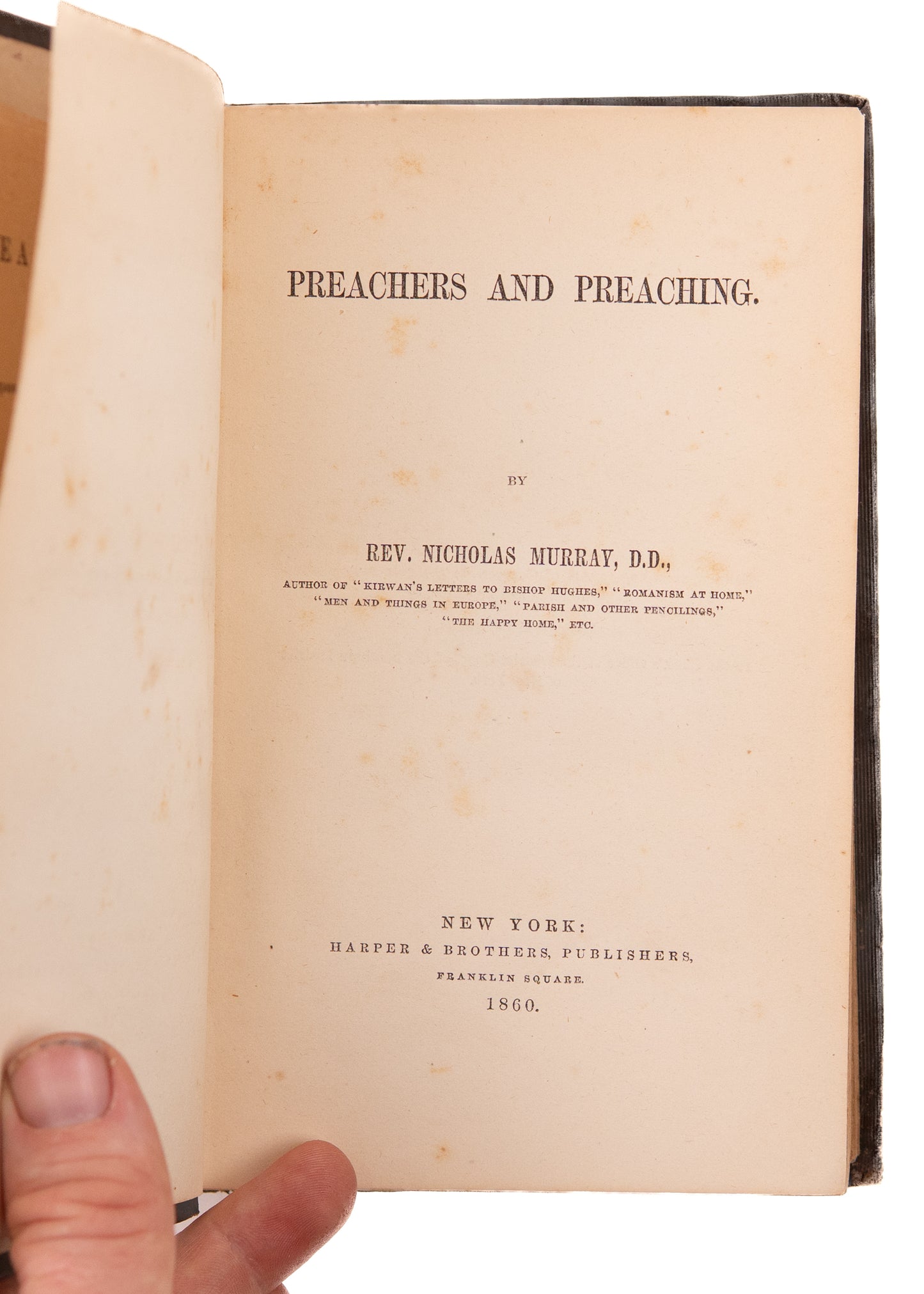 1860 CIVIL WAR CONTRABAND. Nicholas Murray on Preaching - Looted from Battle of Vicksburg
