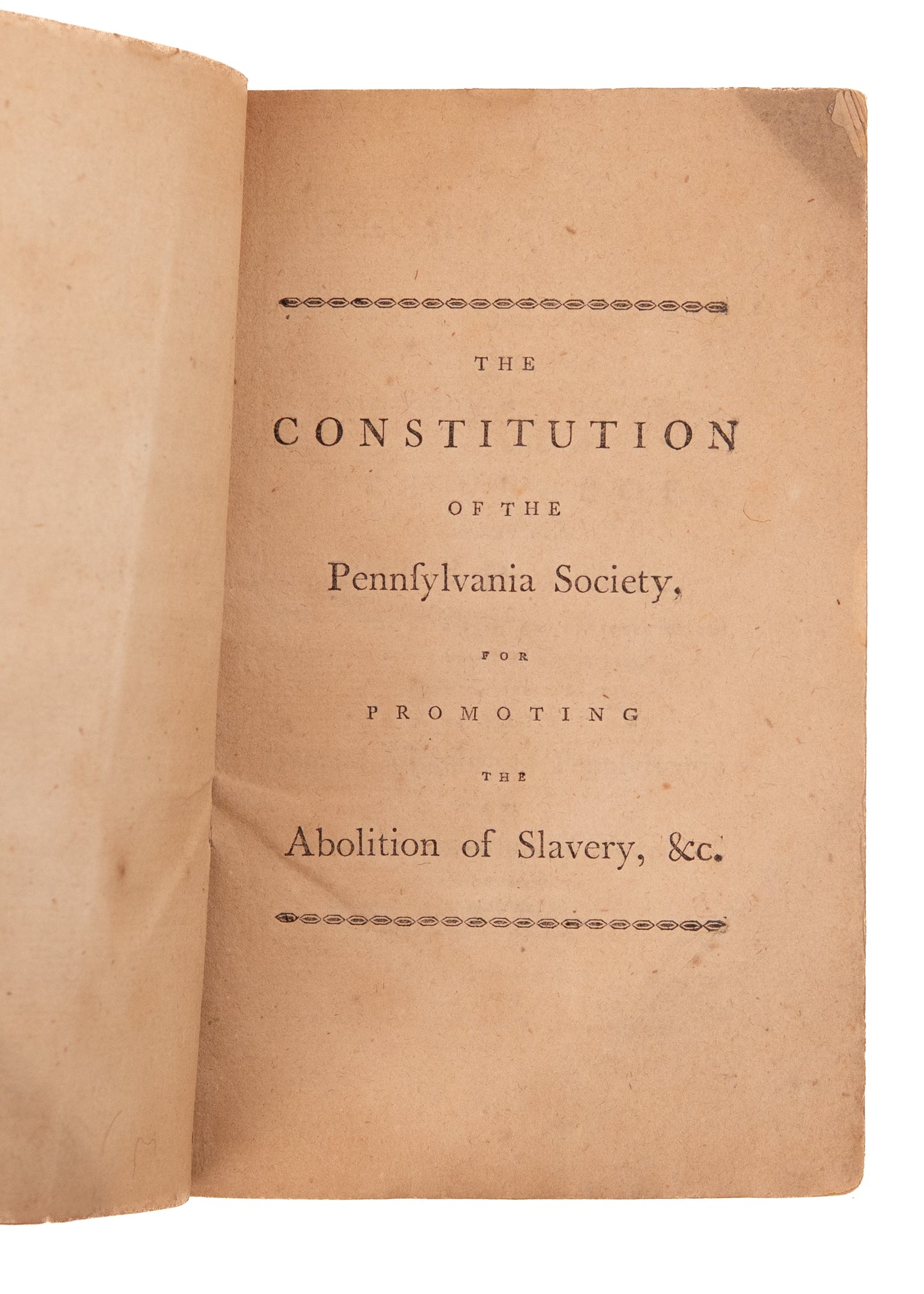 1787 BENJAMIN FRANKLIN & SLAVERY. Constitution of Oldest Abolitionist Society in America w/ Franklin as President.