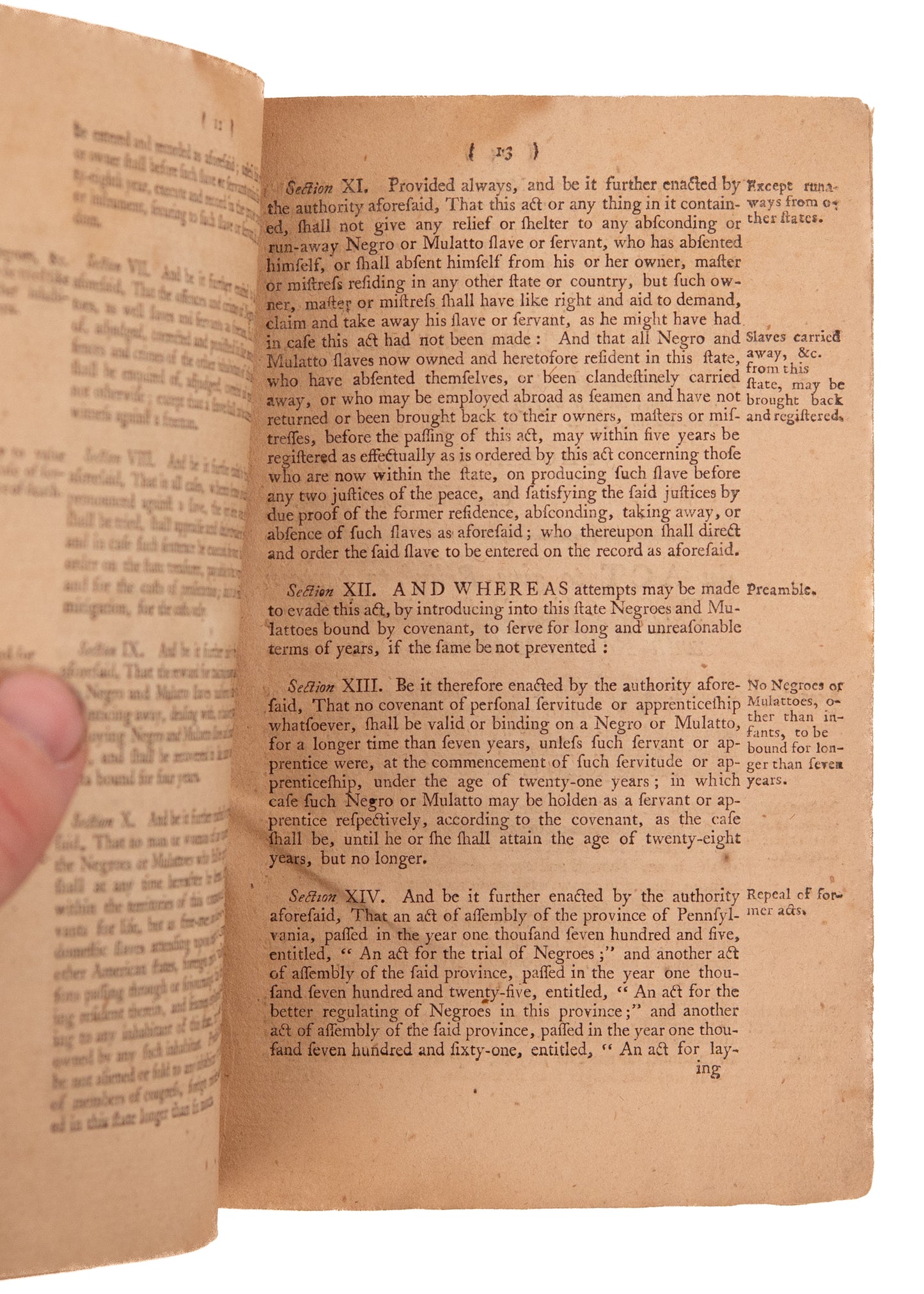 1787 BENJAMIN FRANKLIN & SLAVERY. Constitution of Oldest Abolitionist Society in America w/ Franklin as President.