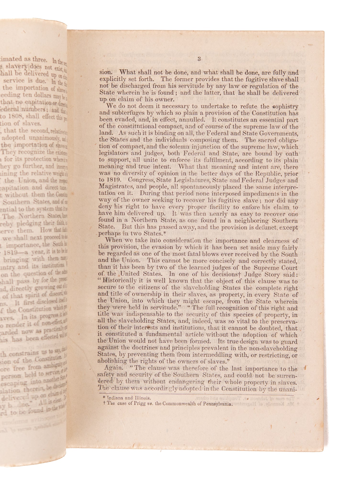 1849 JEFFERSON & CONFEDERACY. The North in Breach of the Constitution over Slavery. Early Civil War Doc.