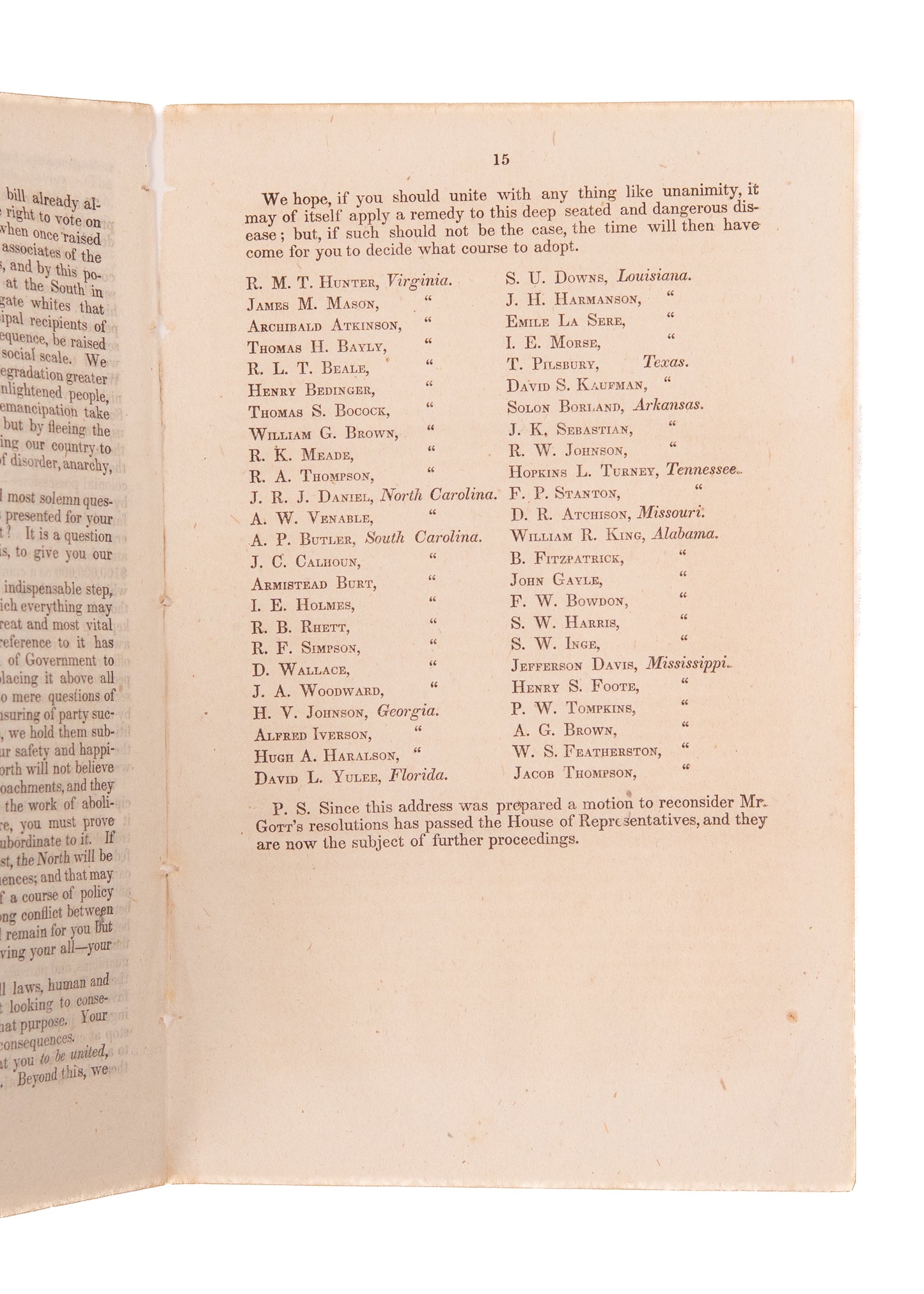 1849 JEFFERSON & CONFEDERACY. The North in Breach of the Constitution over Slavery. Early Civil War Doc.