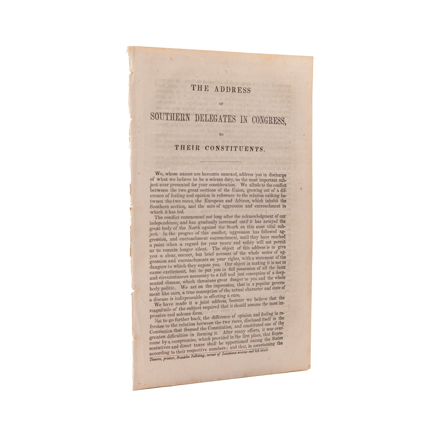 1849 JEFFERSON & CONFEDERACY. The North in Breach of the Constitution over Slavery. Early Civil War Doc.