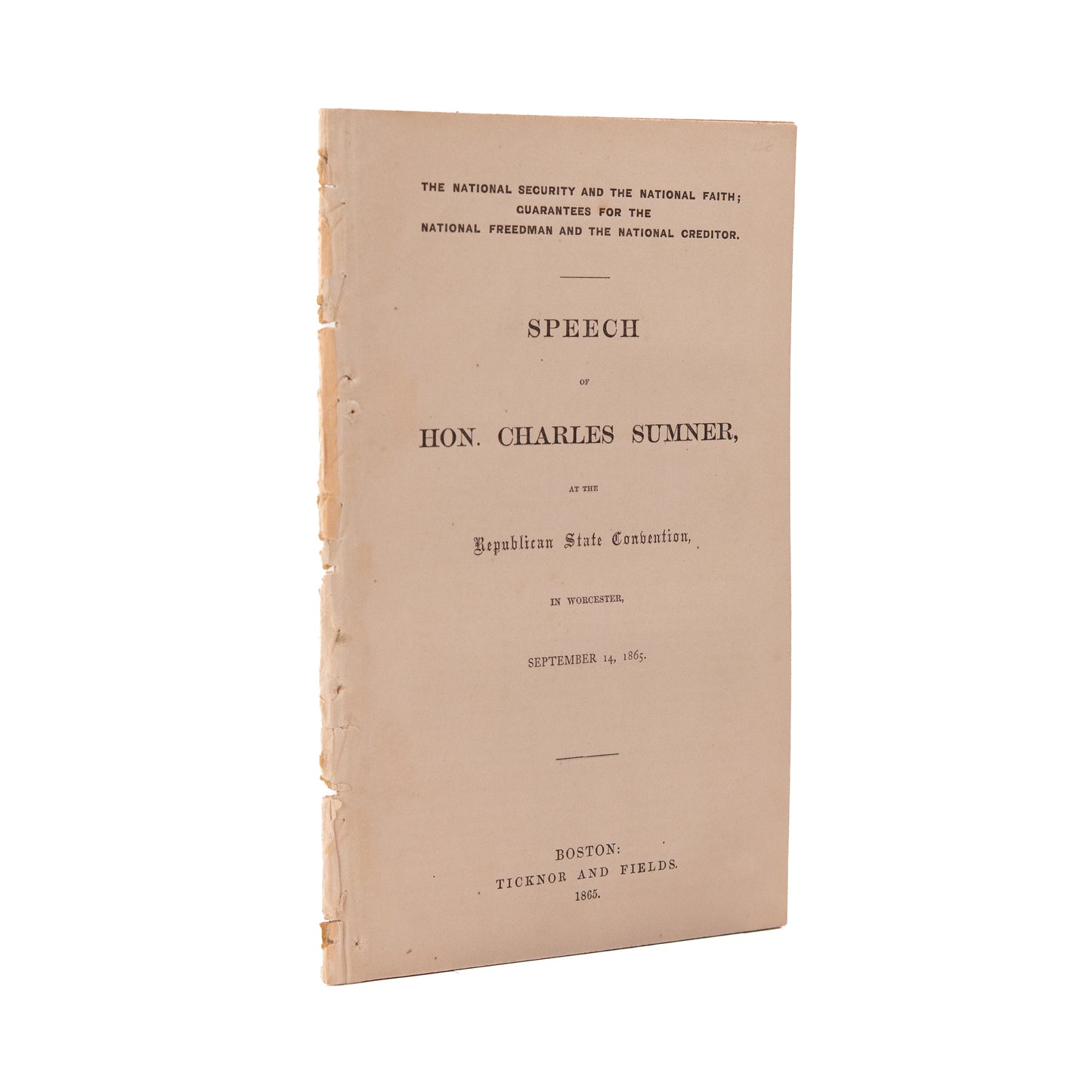 1865 CHARLES SUMNER. Warns Republicans Slavery Continuing under Racist Policies & Non-Citizenship
