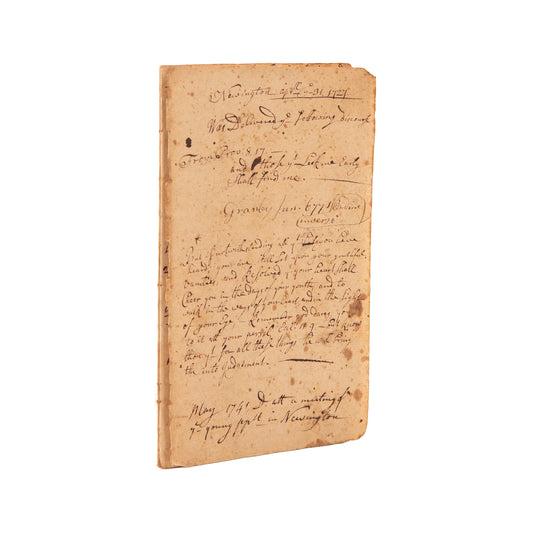 1727 JONATHAN EWARDS. 1727 MSs Sermon on Early Piety by Jonathan Edwards' Brother-in-Law, Samuel Backus.