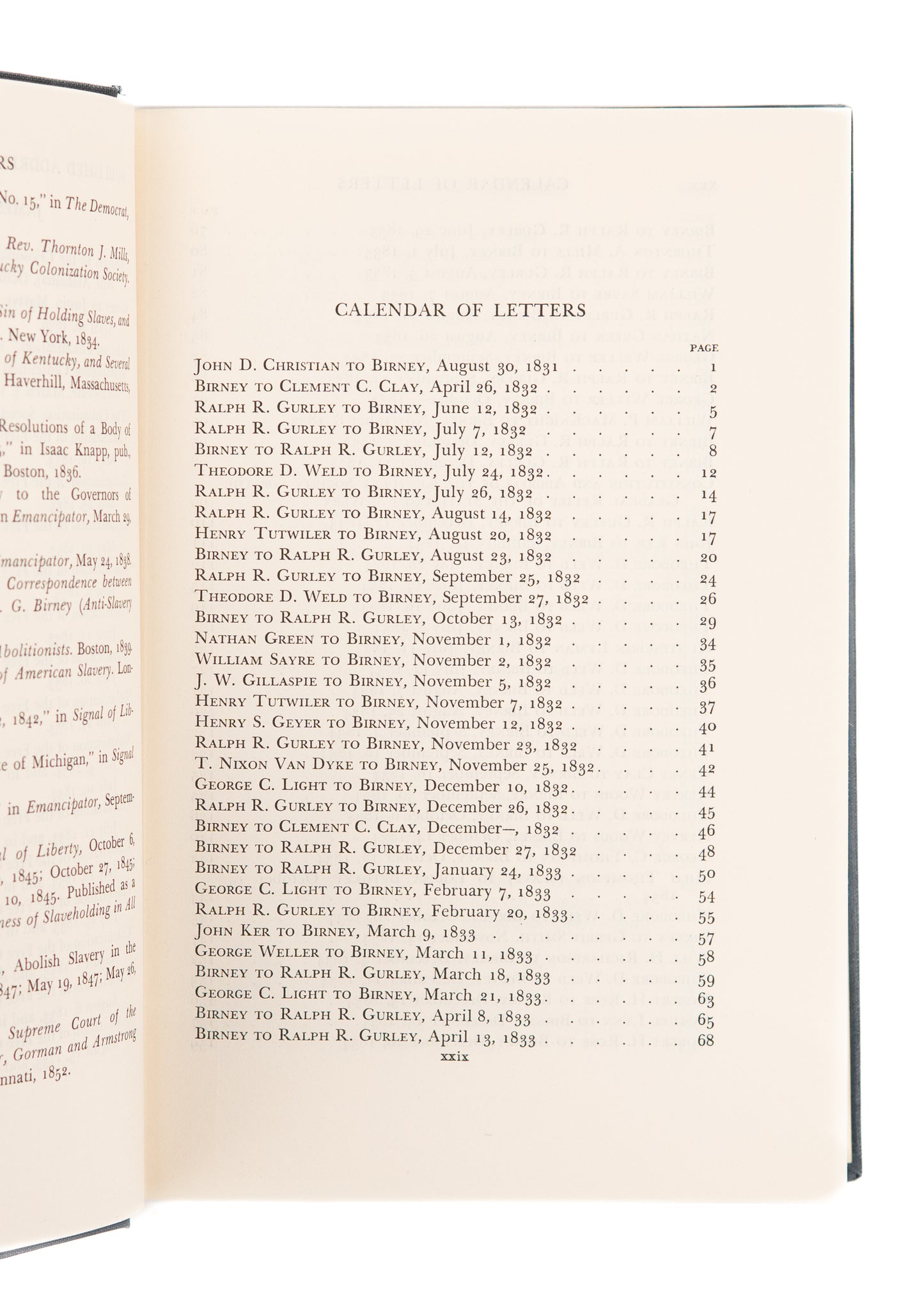 1938 PLANTATION OWNER TO ABOLITIONIST. Letters of James Gillespie Briney 1831-1857.