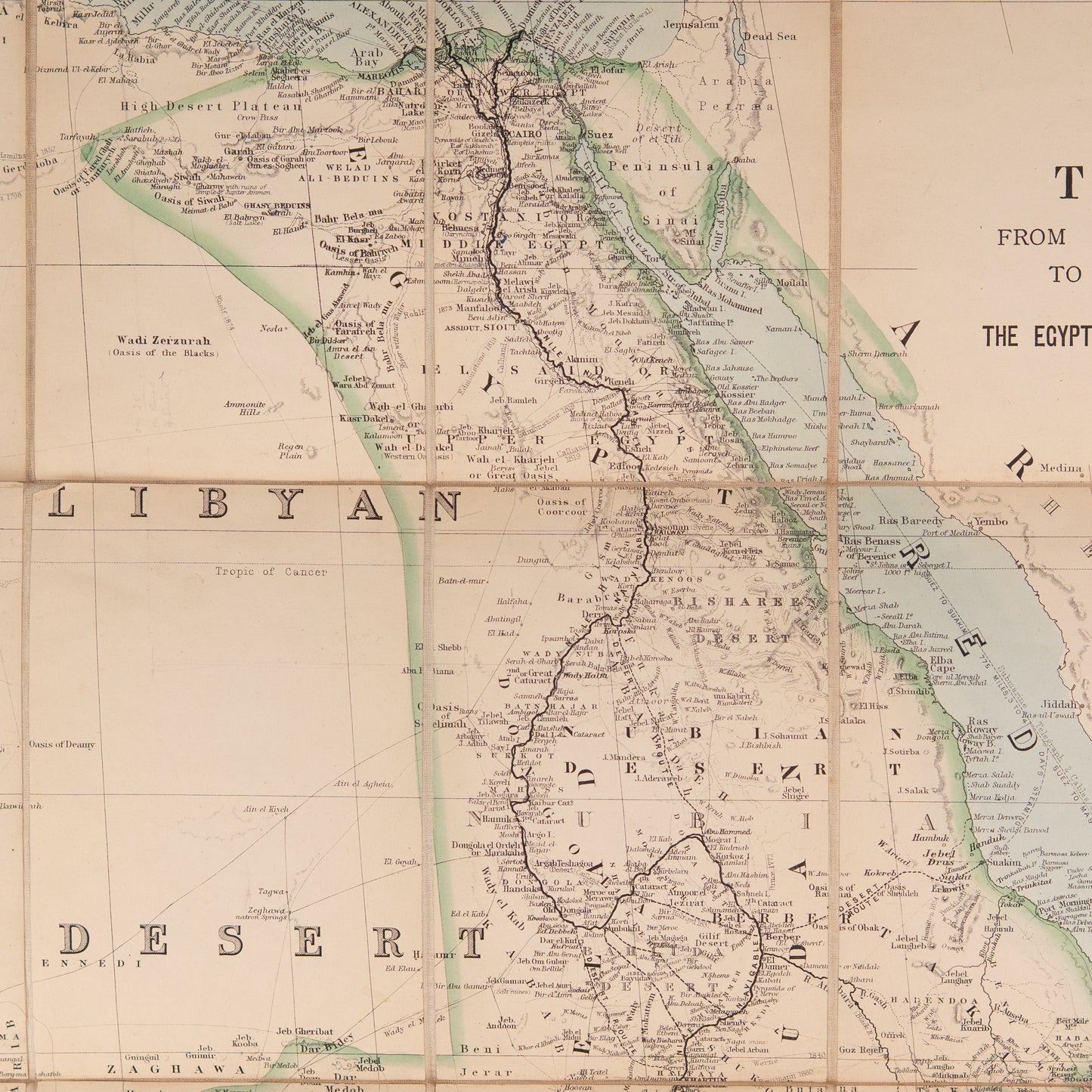 1884 EGYPT, SUDAN, &c. Superb Victorian Map of the Nile Region - North Africa & Middle East.