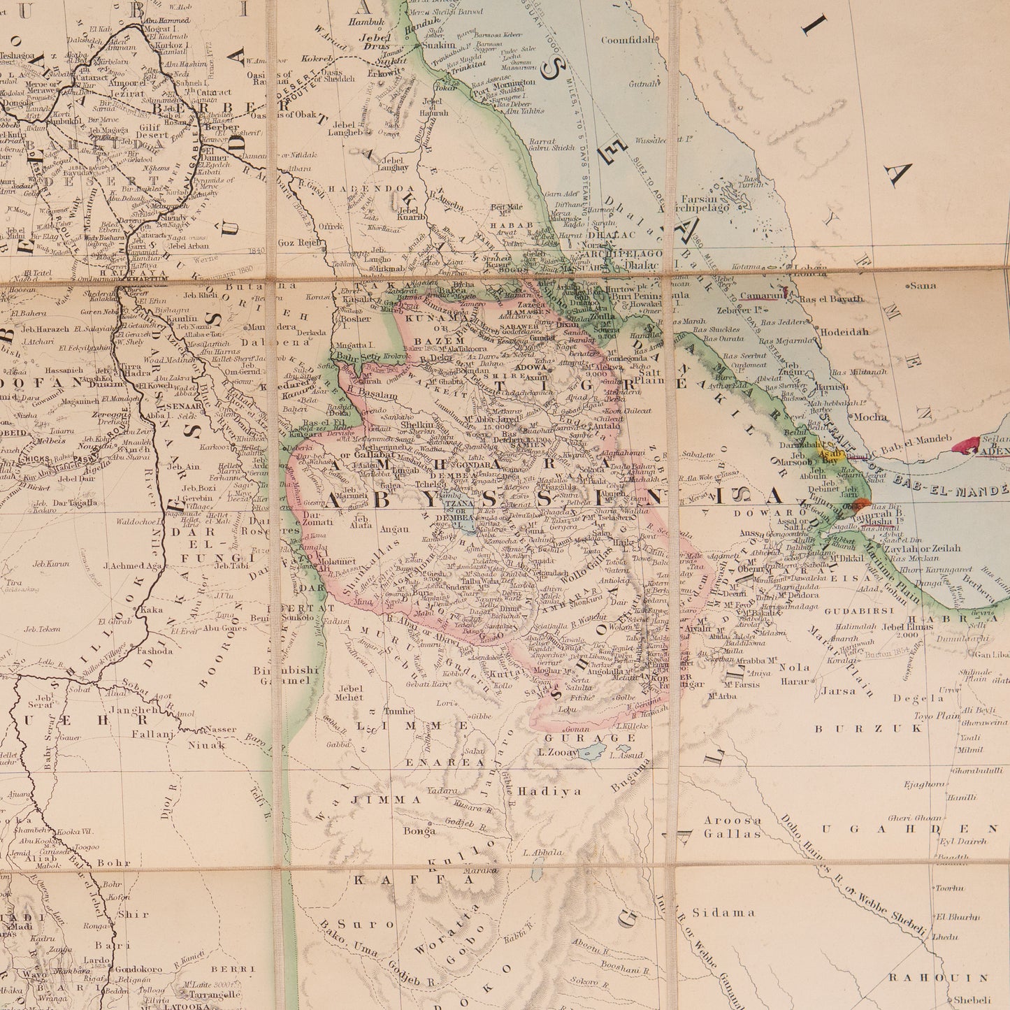 1884 EGYPT, SUDAN, &c. Superb Victorian Map of the Nile Region - North Africa & Middle East.