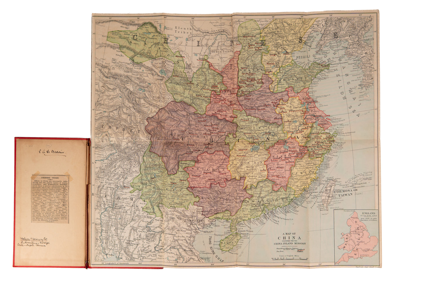 1895 CHINA INLAND MISSION. Important Late 19th Century Missionary-Used Map of China.