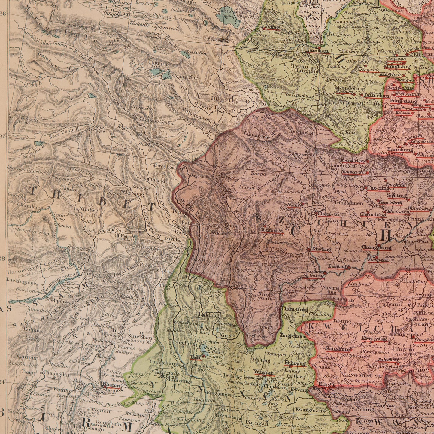 1895 CHINA INLAND MISSION. Important Late 19th Century Missionary-Used Map of China.