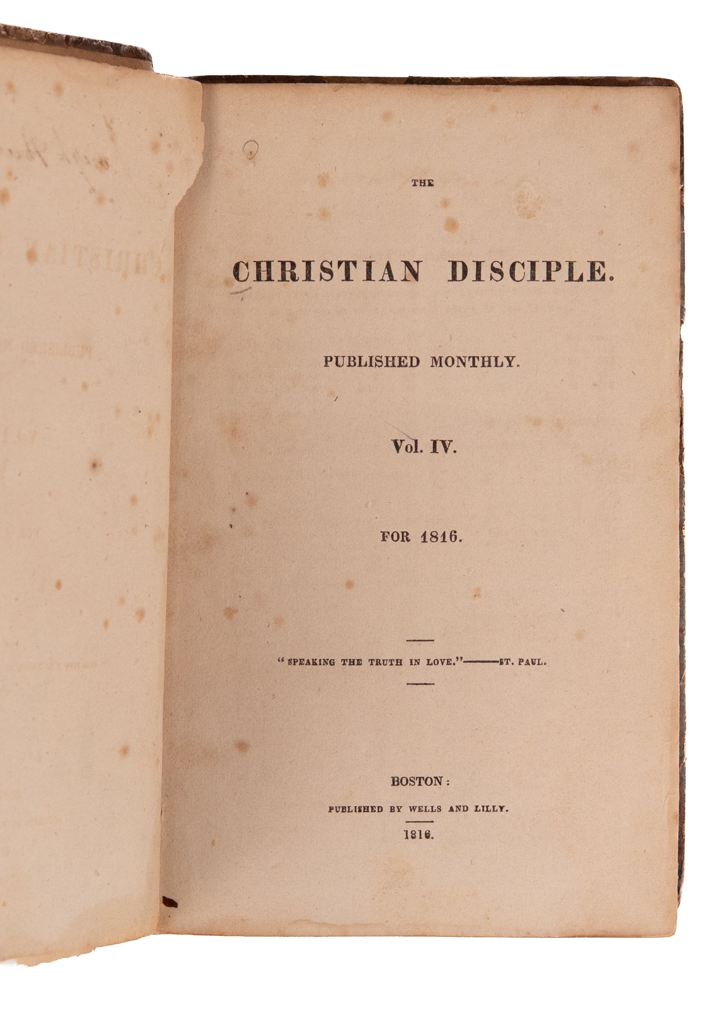 1816 CHRISTIAN DISCIPLE MAGAZINE. Early "Negro" Seminary, Revivals, Early Christian Pacifism, Jewish Missions, &c.