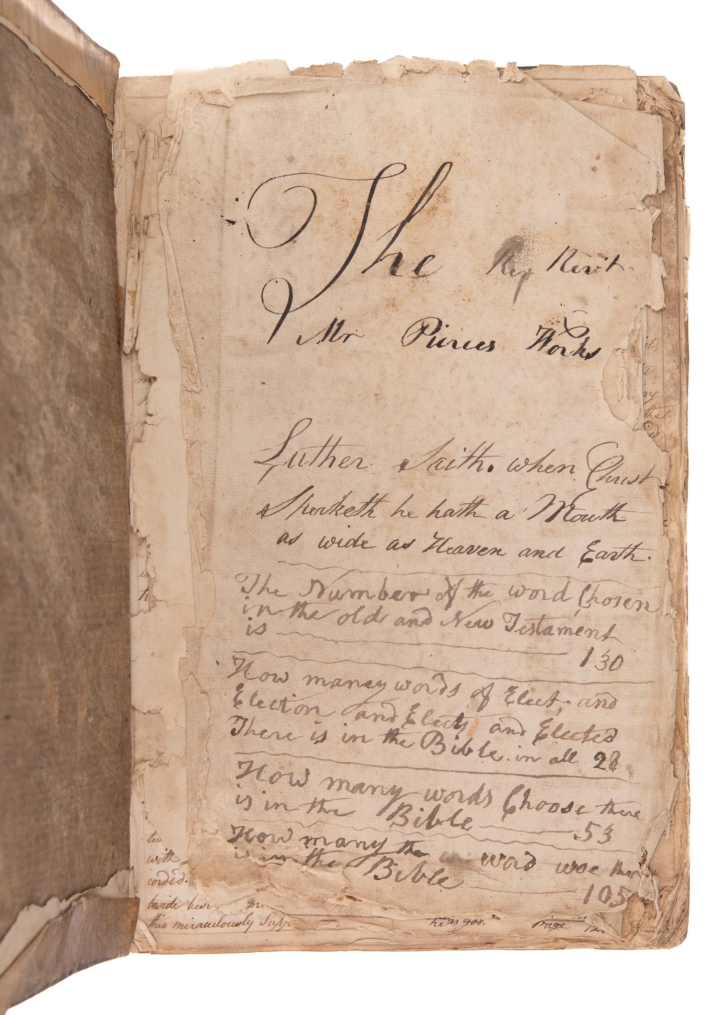 1790 SAMUEL EYLES PIERCE. Important 383pp, 200,000 Unpublished MSs by Important Reformed Baptist Divine.