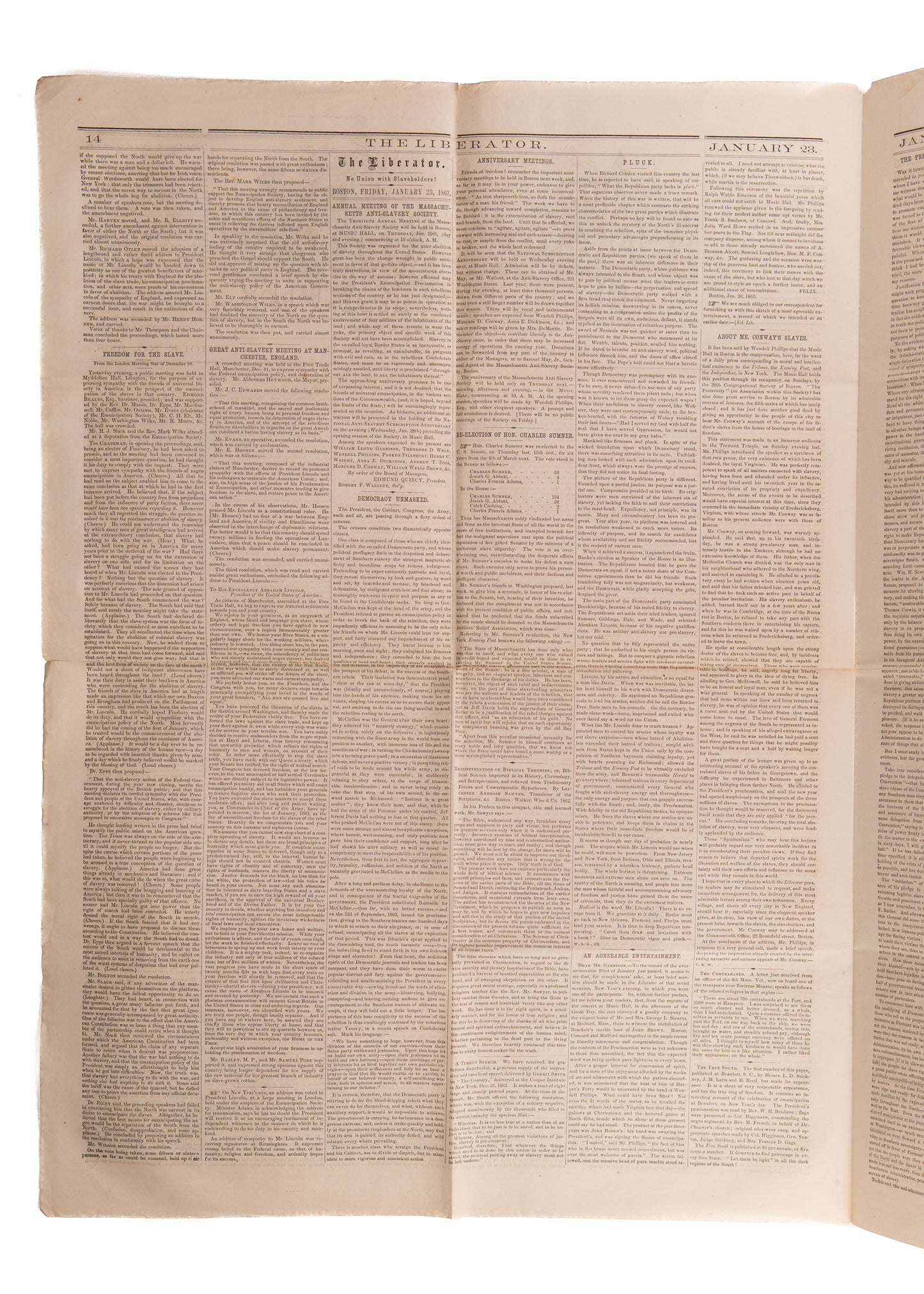 1863 EMANCIPATION PROCLAMATION. Rare Issue of The Liberator Dedicated to the Nation's Response.