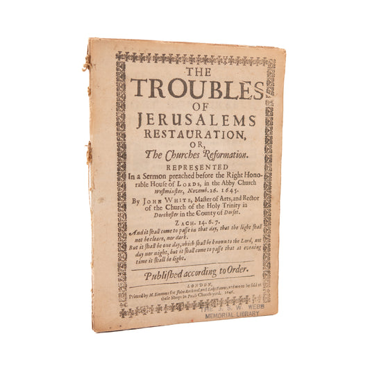 1646 JOHN WHITE. Heretics and False Teachers to be Banished - Massachusetts Bay Colony Interest.