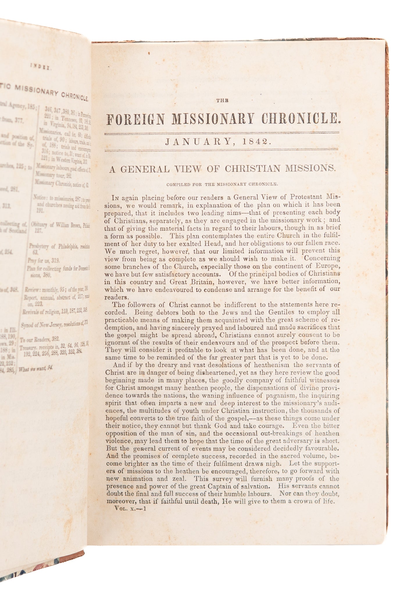 1842 THE MISSIONARY CHRONICLE. Owned Presbyterian Civil War Union Spy & Saboteur