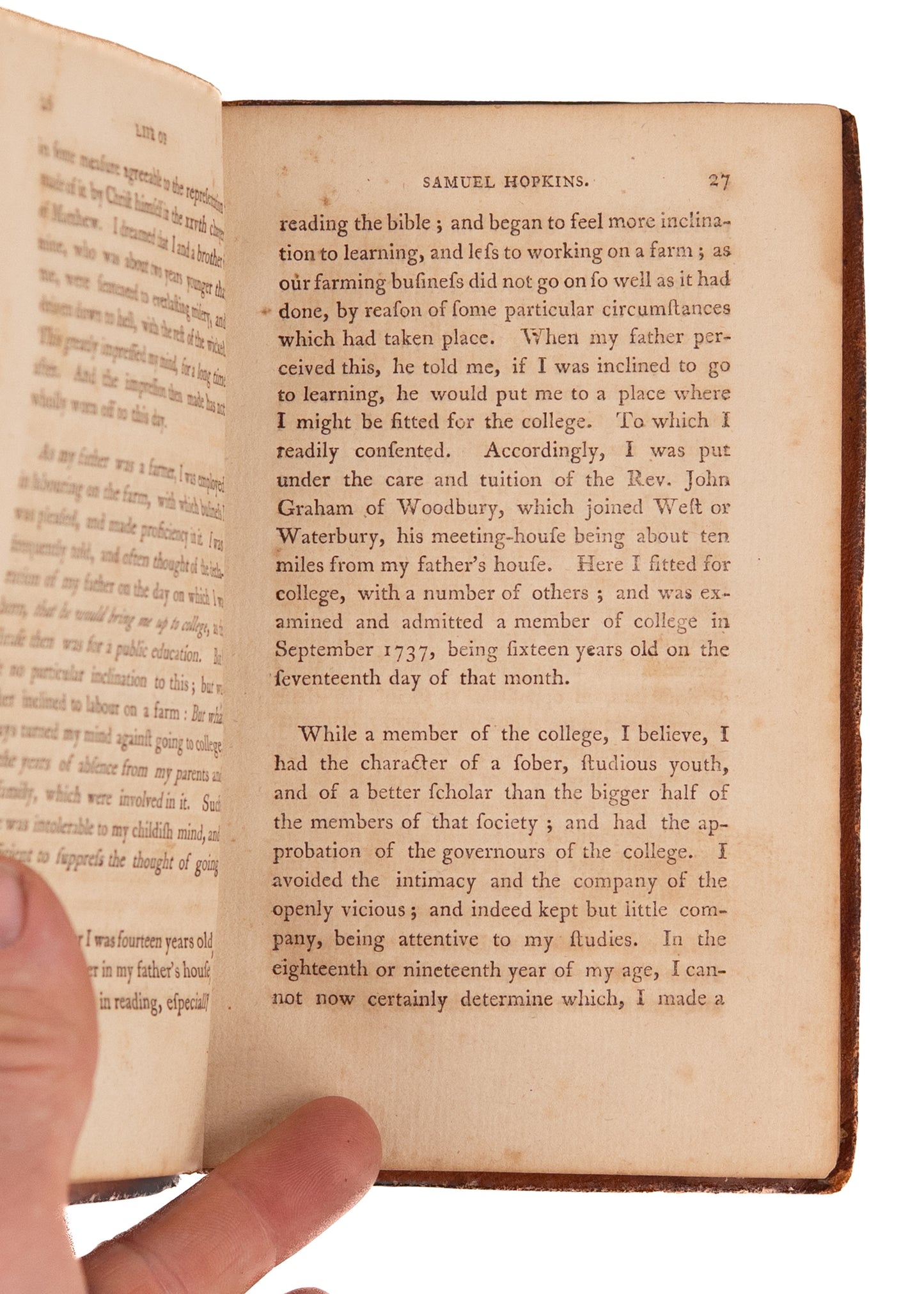 1805 SAMUEL HOPKINS. First Edition Diary and Writings of Jonathan Edwards Protégé.
