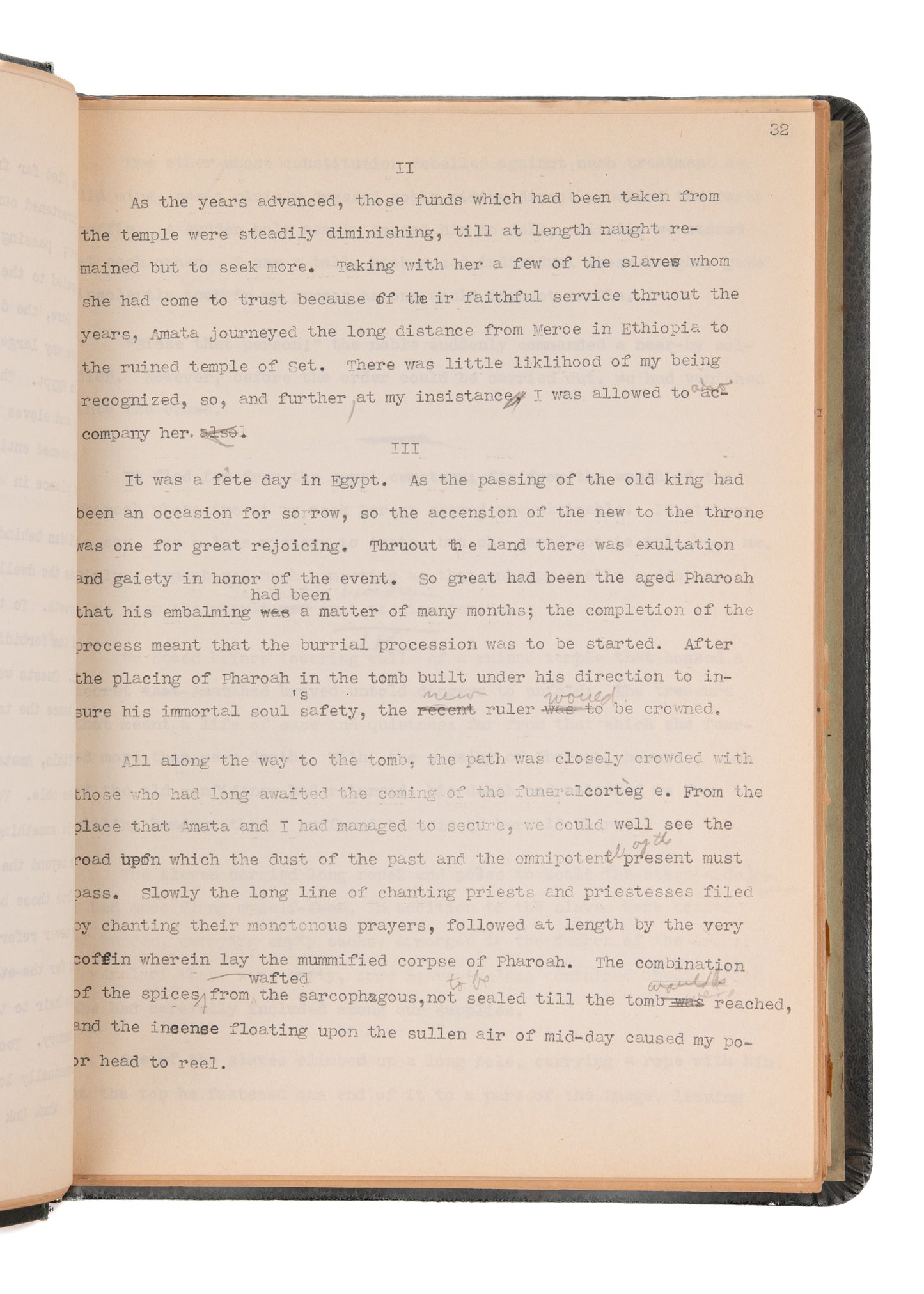 1935 H. P. LOVECRAFT | RAYMOND CHANDLER | WEIRD TALES. Original Unpublished "Cursed Mummy" Manuscript.