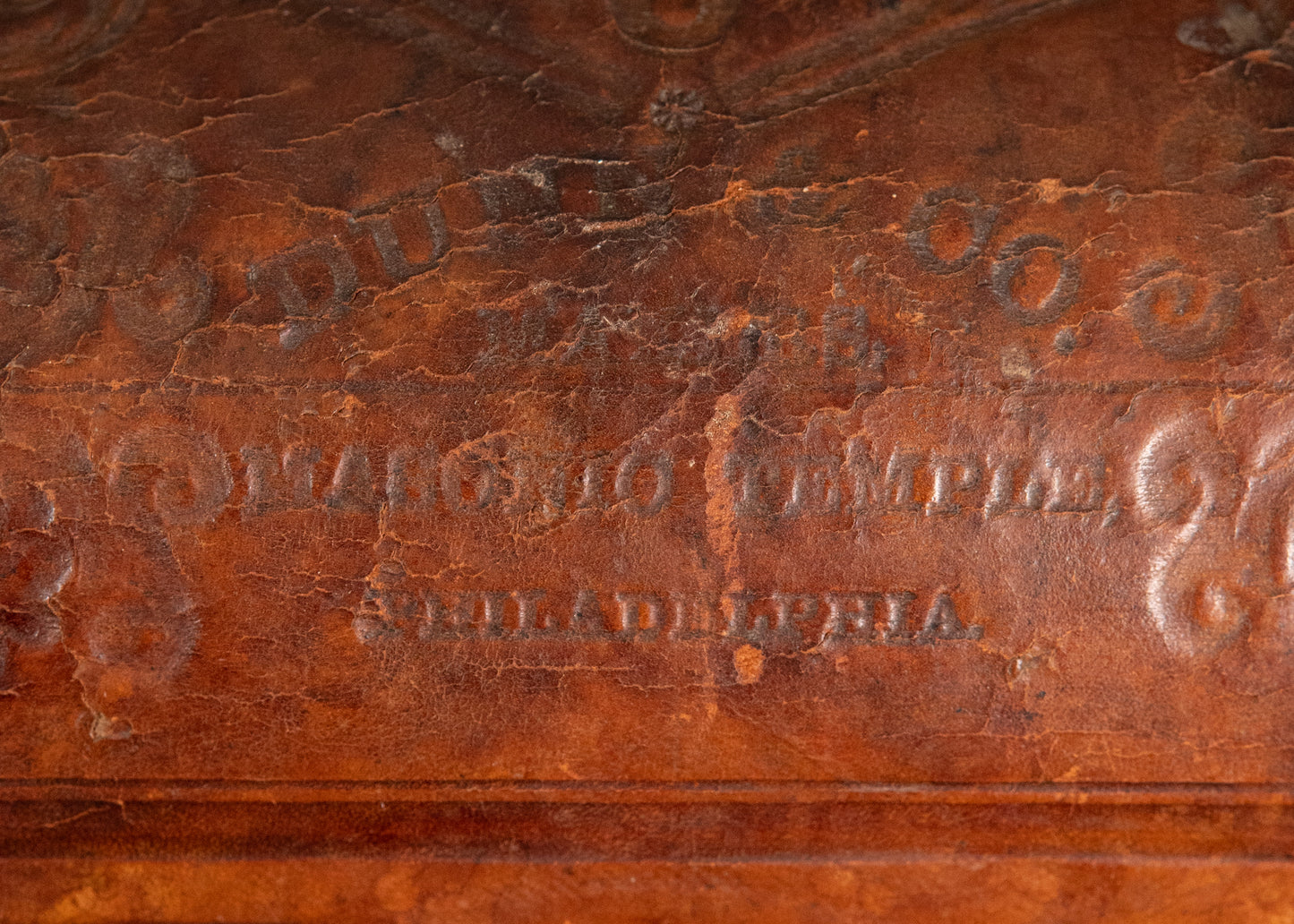 1860-1870 FREEMASONRY. Original "Sole Leather" Trunk from Philadelphia Masonic Temple.