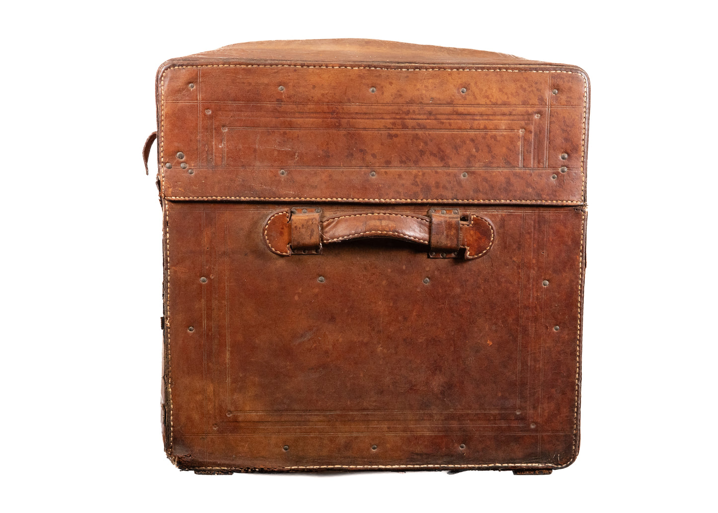 1860-1870 FREEMASONRY. Original "Sole Leather" Trunk from Philadelphia Masonic Temple.