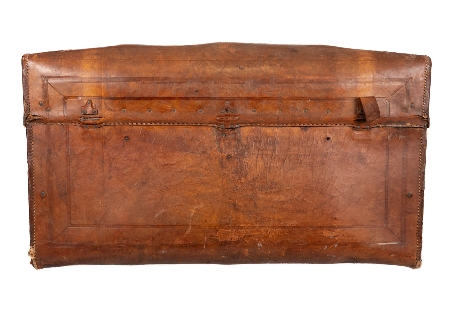 1860-1870 FREEMASONRY. Original "Sole Leather" Trunk from Philadelphia Masonic Temple.