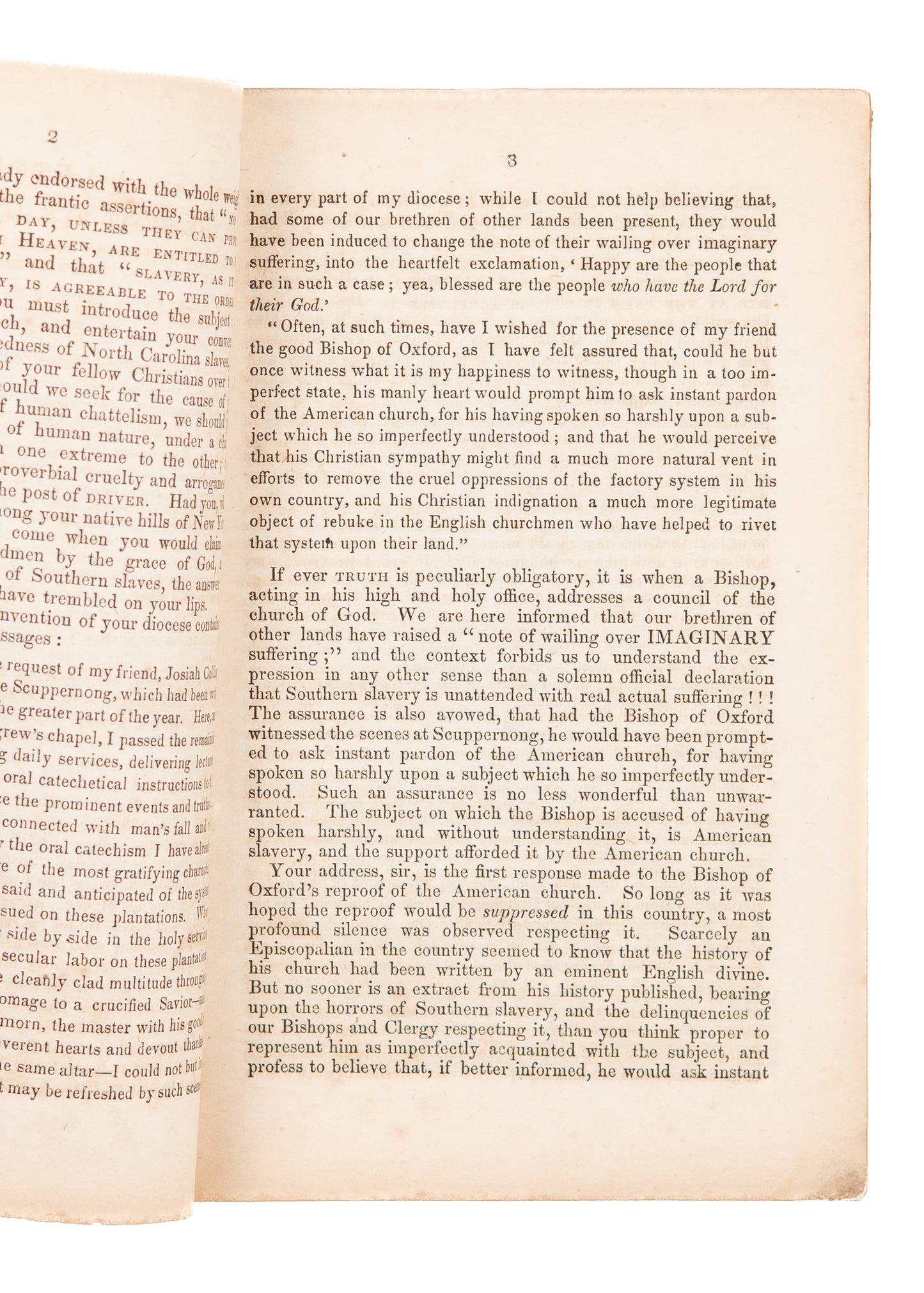 1846 WILLIAM JAY. Lambastes South Carolina Bishop for Being no Better than a Slave Trader.