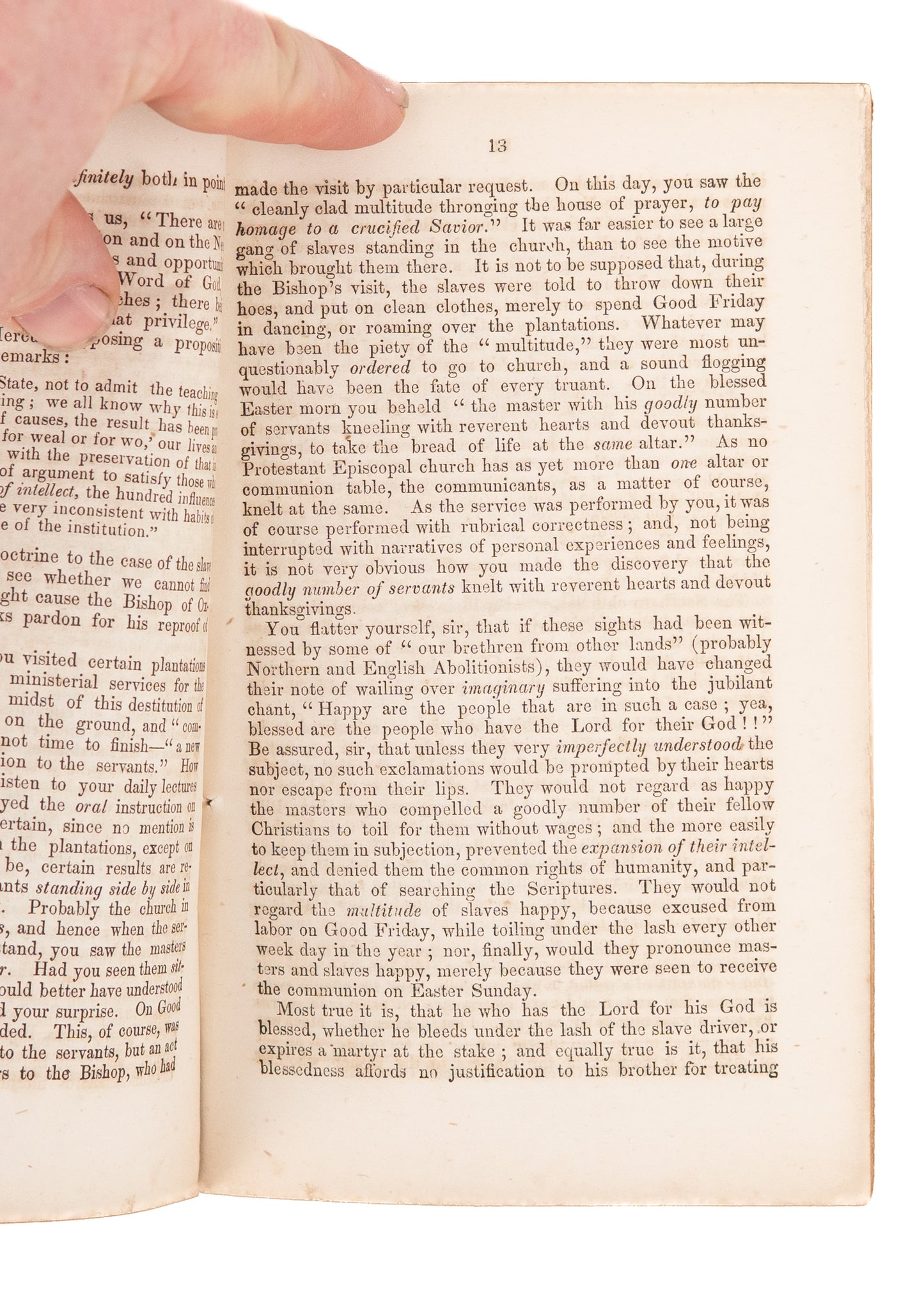 1846 WILLIAM JAY. Lambastes South Carolina Bishop for Being no Better than a Slave Trader.