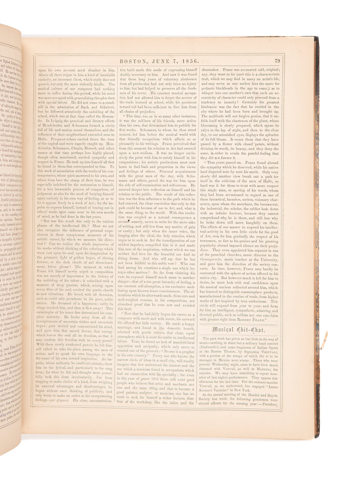 1857 JOHN S. DWIGHT. Dwight's Journal of Music. Negro & Slave Melodies, American Musicians, &c.