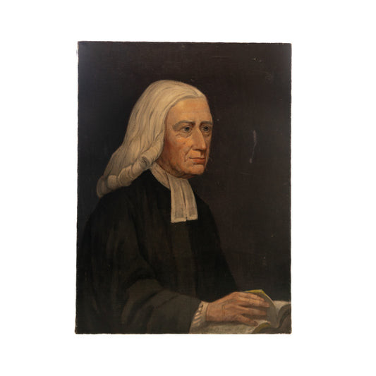 1950 JOHN WESLEY. Very Attractive Mid-Century Oil on Canvas of the Founder of Methodism.