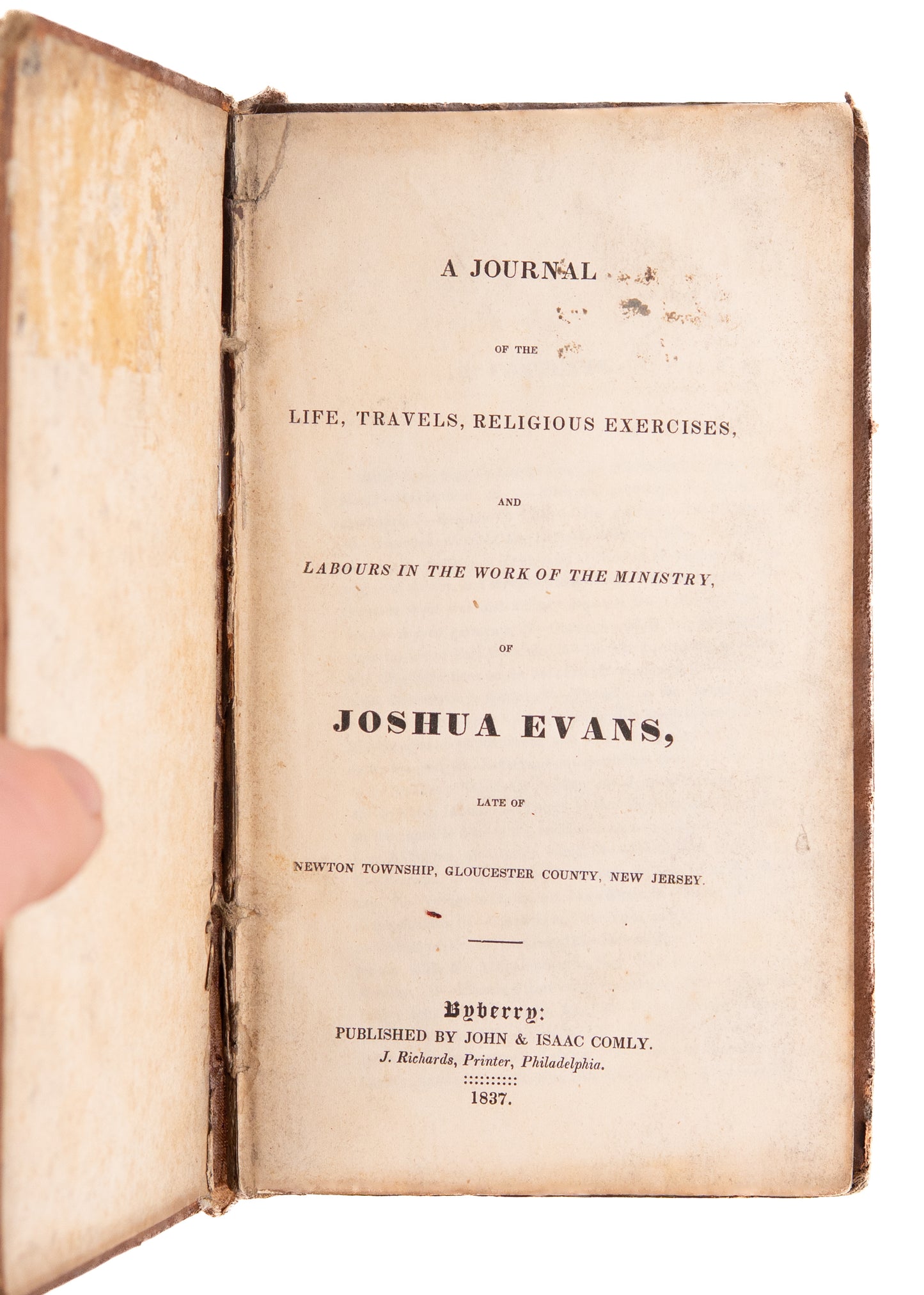 1837 18th CENTURY ABOLITIONIST. Memoir of Early Quaker Abolitionist's Travels in South Carolina, Georgia, &c.