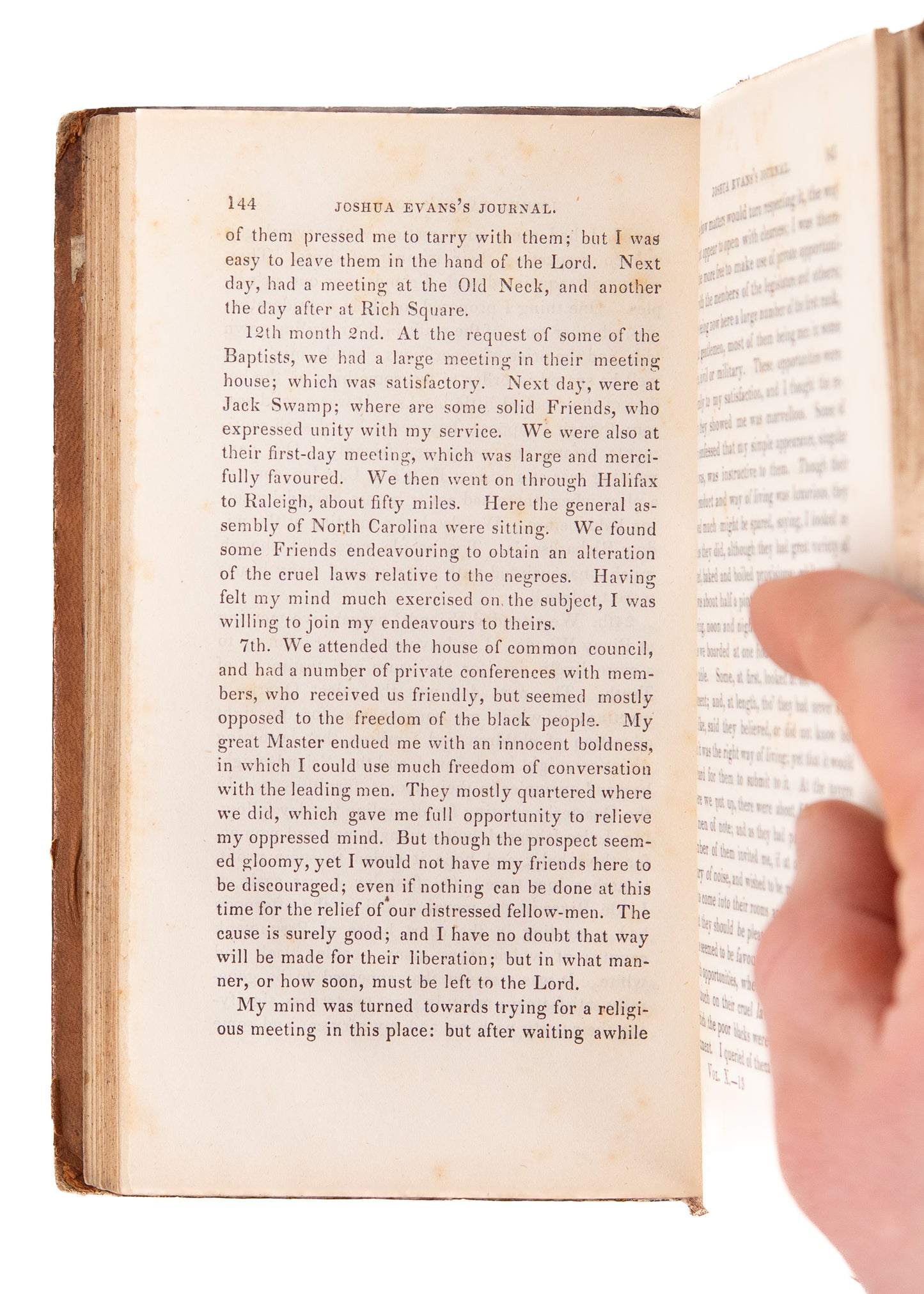 1837 18th CENTURY ABOLITIONIST. Memoir of Early Quaker Abolitionist's Travels in South Carolina, Georgia, &c.