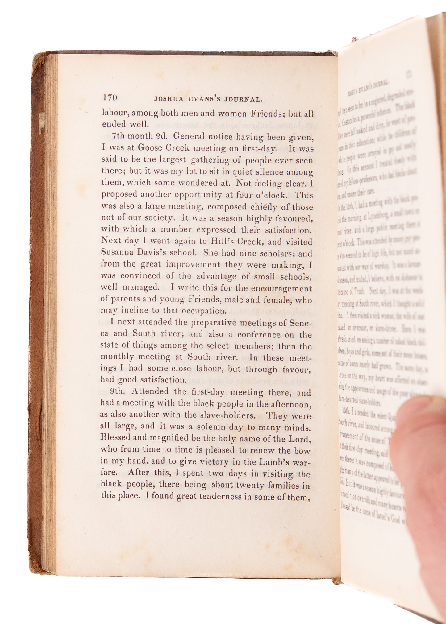 1837 18th CENTURY ABOLITIONIST. Memoir of Early Quaker Abolitionist's Travels in South Carolina, Georgia, &c.