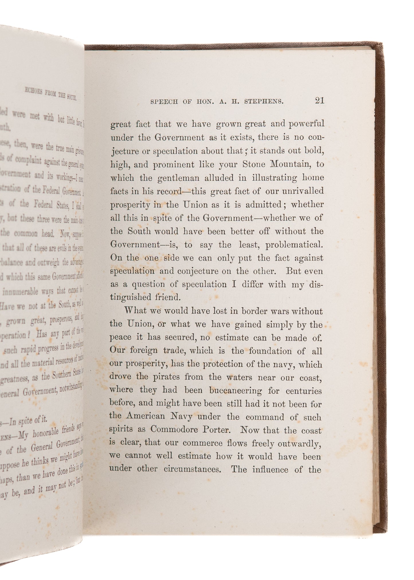 1866 CONFEDERATE DOCUMENTS. Echos from the South. Important Record of Confederate Speeches &c.