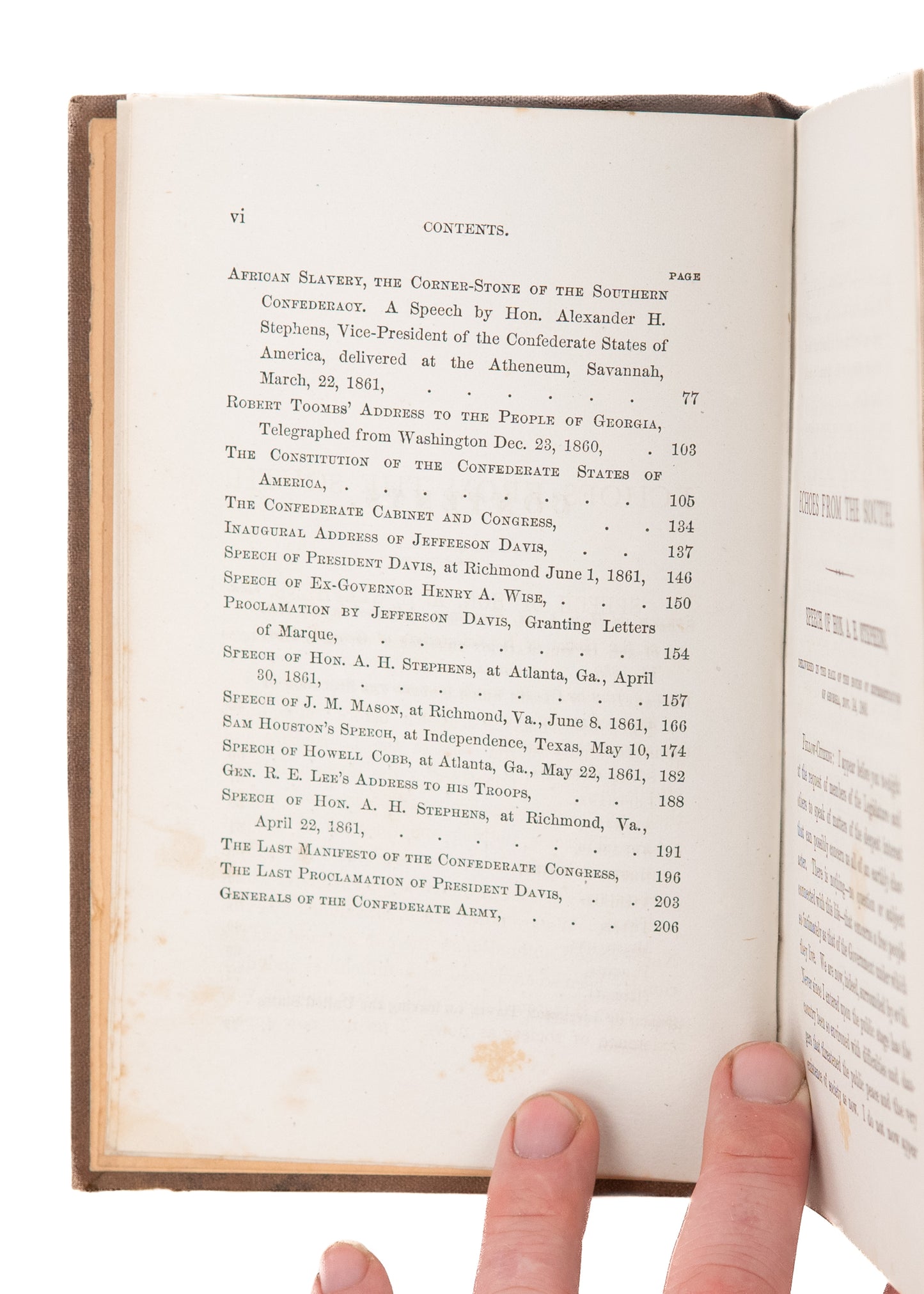 1866 CONFEDERATE DOCUMENTS. Echos from the South. Important Record of Confederate Speeches &c.