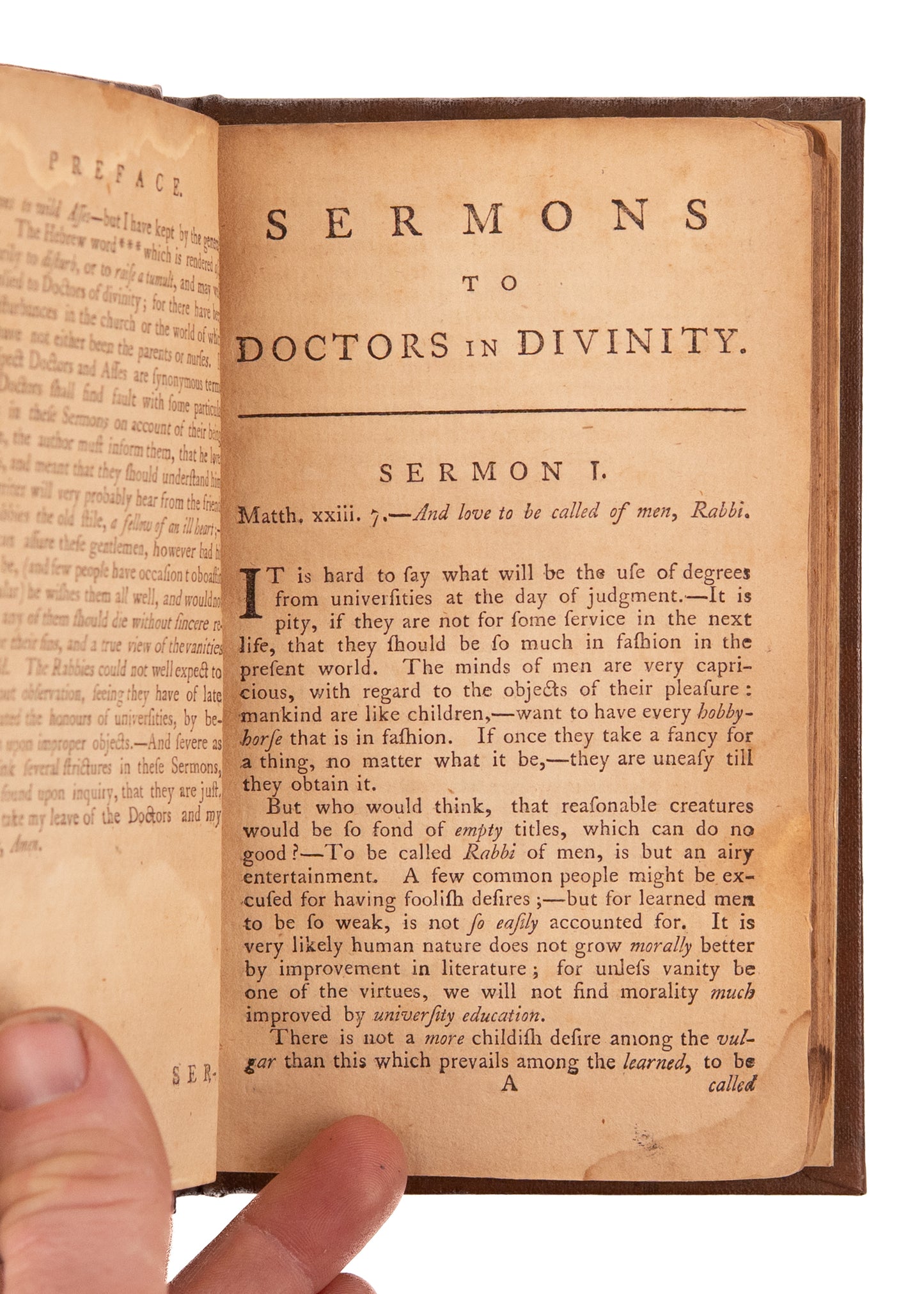 1773 SERMONS TO ASSES. American Revolutionary Satire Owned by "The Fighting Quaker" of the Revolution.