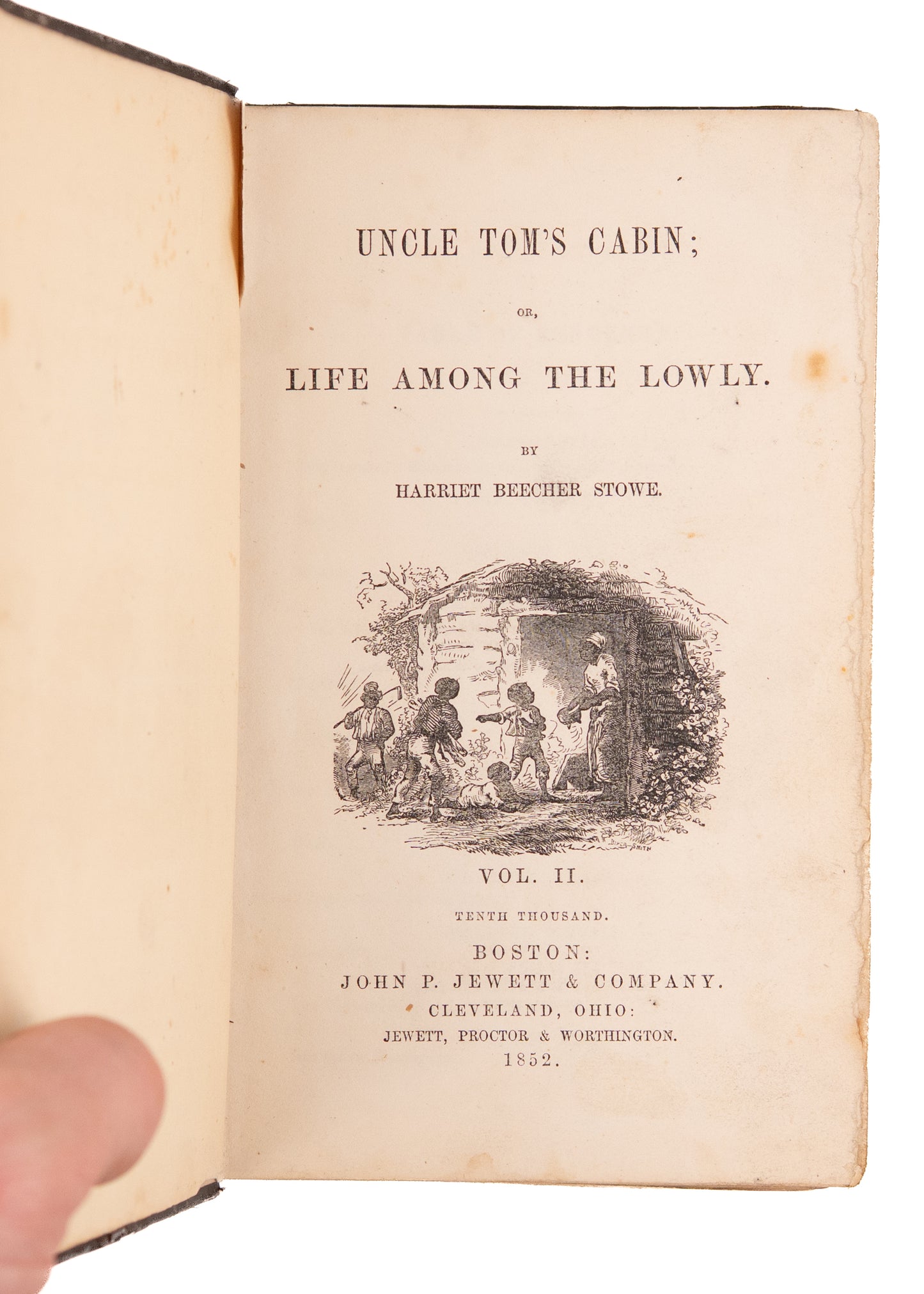 1852 HARRIET BEECHER STOWE. Uncle Tom's Cabin - First Edition, Second Printing of Book that Started the Civil War