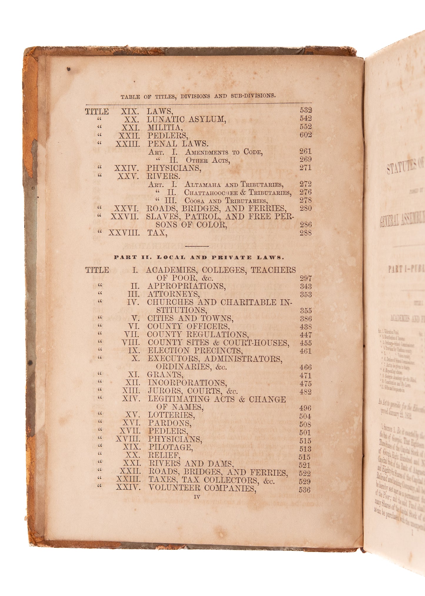 1852 GEORGIA "BLACK LAWS." State of Georgia can Imprison Free and Enslaved Blacks for being a "Nuisance."