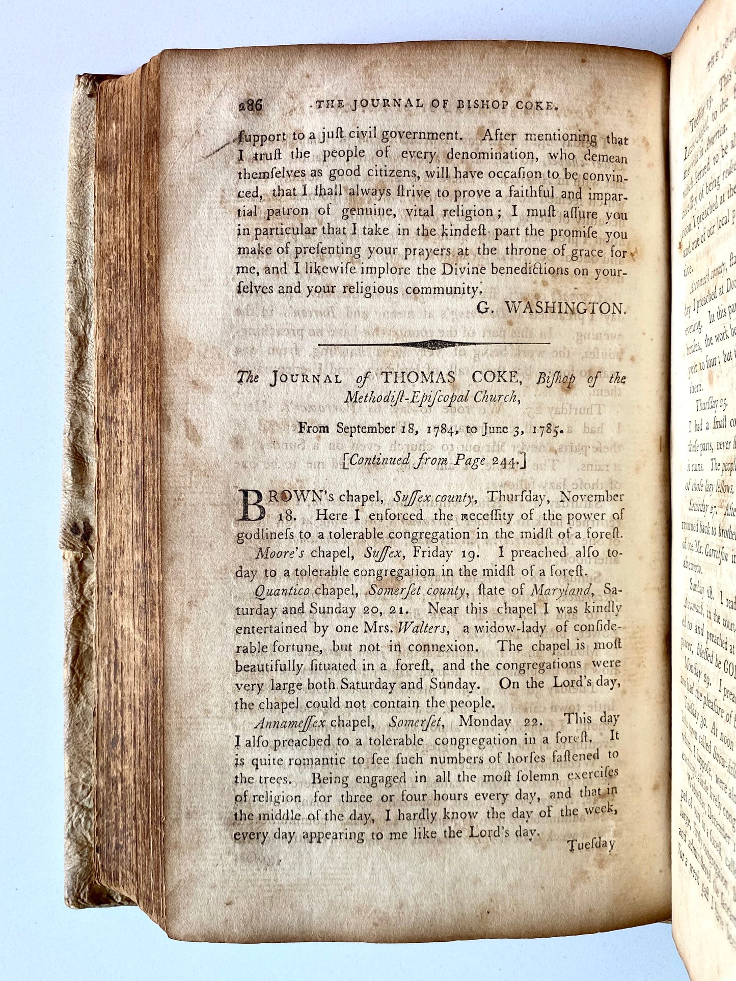 1789 FRANCIS ASBURY & THOMAS COKE. Scarce First Year of American "Arminian Magazine" in Deer Skin Binding with Superb Provenance.