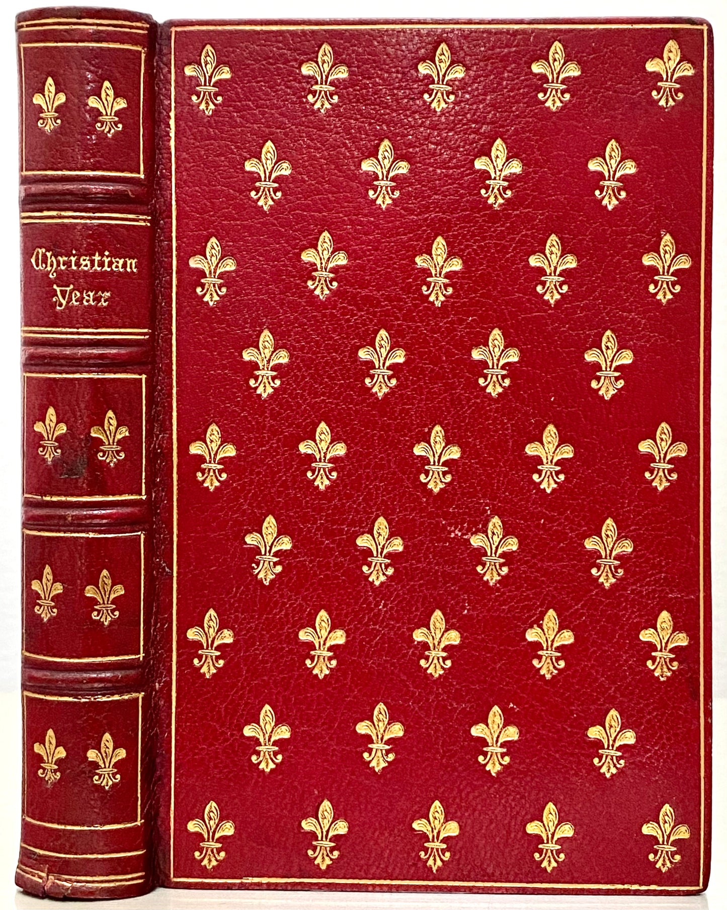 1890 JOHN KEBLE. The Christian Year - Daily Devotional in Superb Red Crushed Morocco Binding.