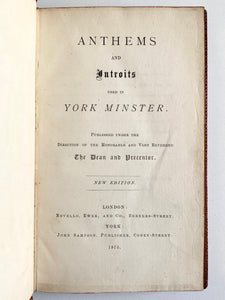 1875 YORK MINSTER. Anthems and Introits Used in York Minster - Fine Suttaby Binding.