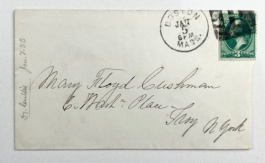 1890 CHARLES CULLIS. Rare Handwritten Envelope by Hand of Important Divine Healing Pioneer.