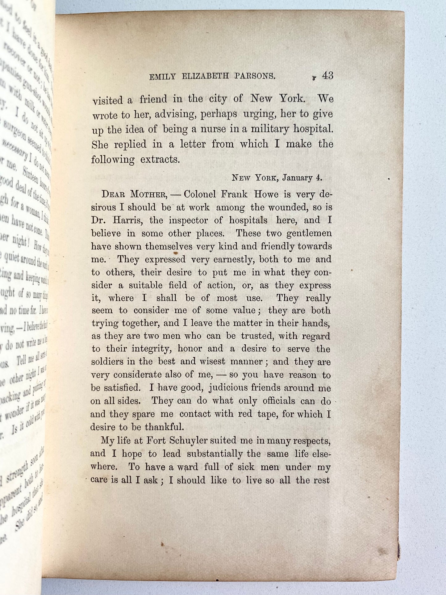 1880 CIVIL WAR NURSING. Memoir of Emily Elizabeth Parsons - Cambridge Hospital for Soldiers.