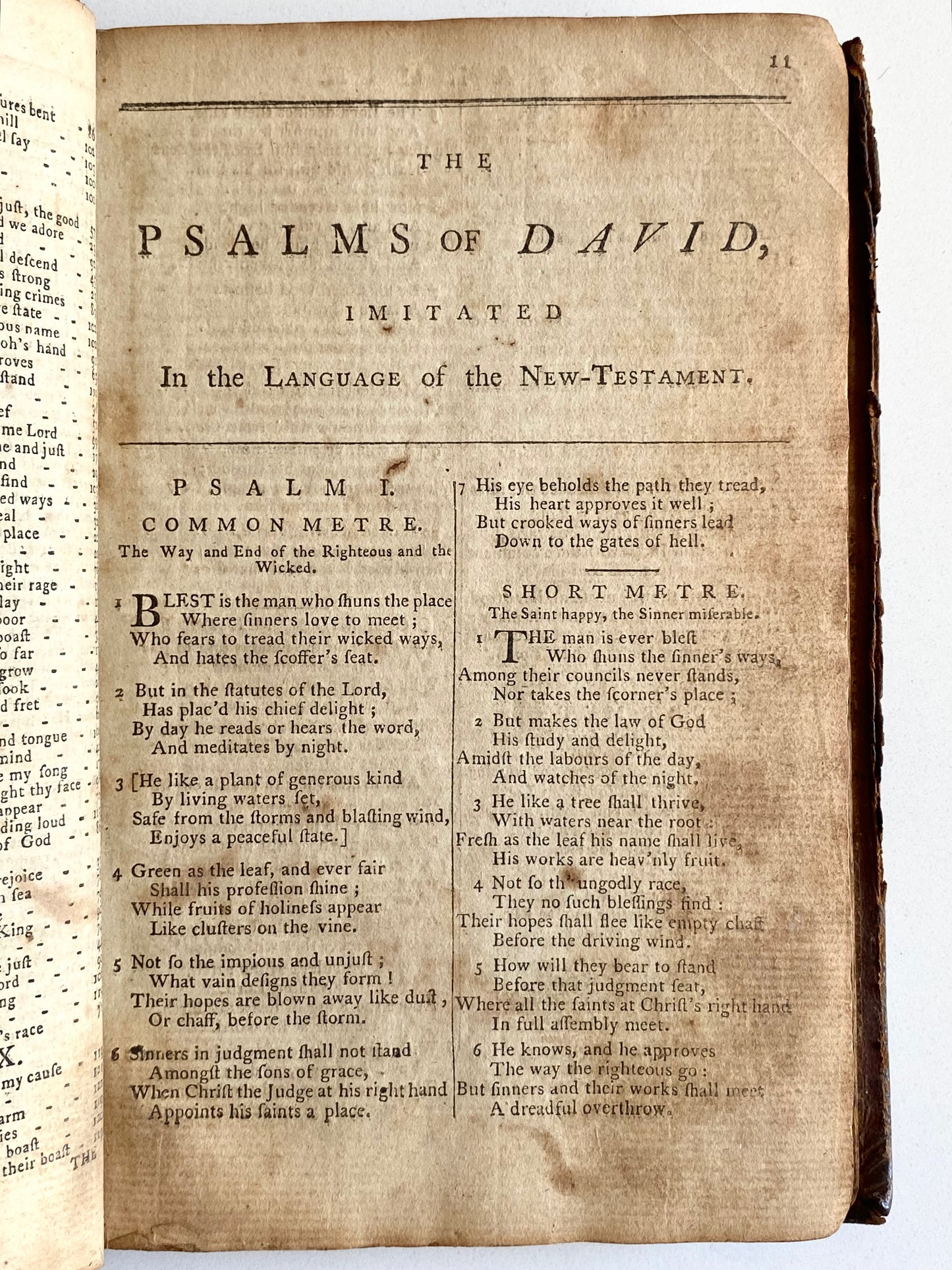 1791 ISAAC WATTS. Post-Revolutionary War "Americanized" Imprint of Watts' Psalms & Hymns.