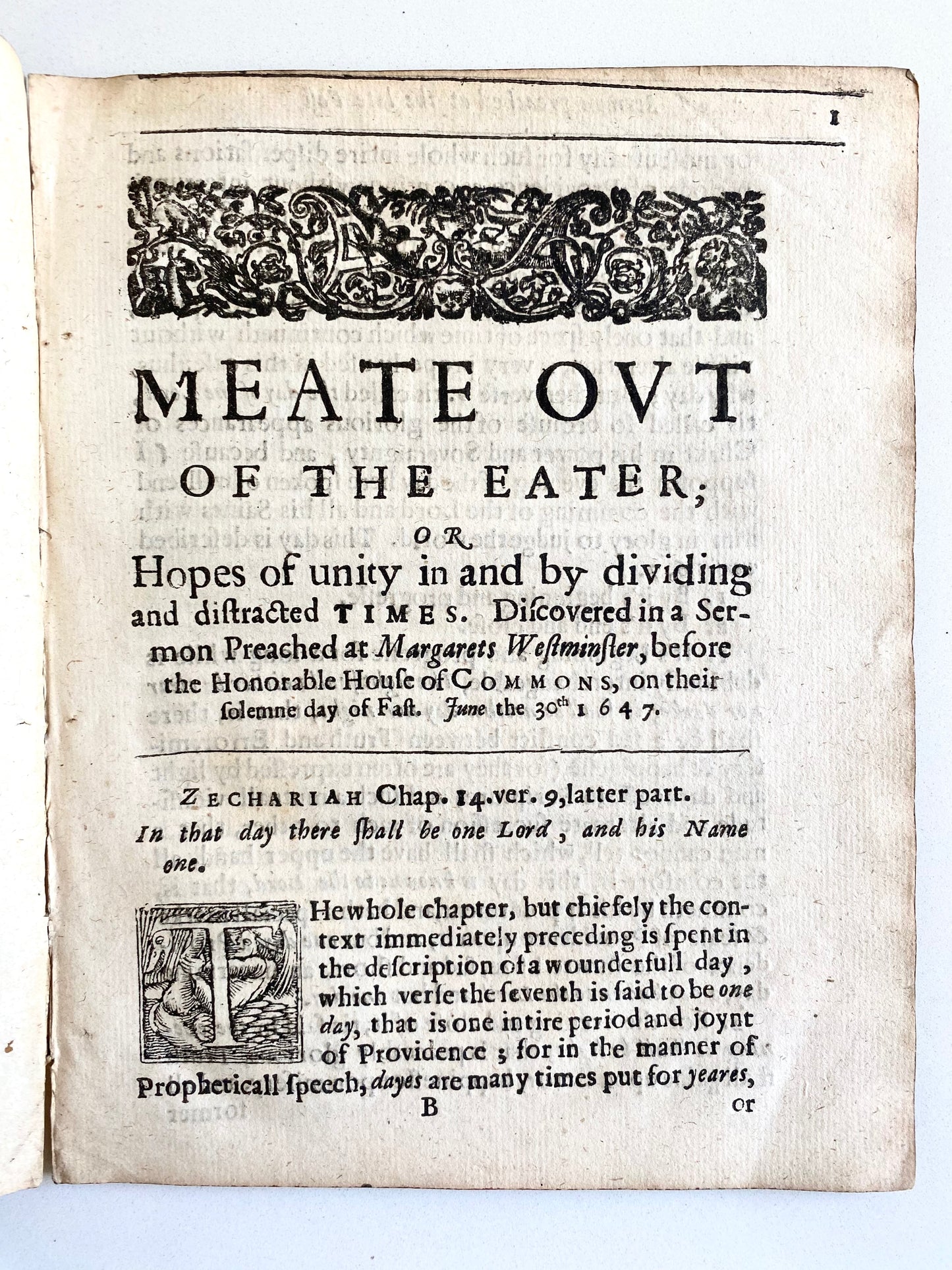 1647 THOMAS MANTON. A Plea for Unity in the Church During the English Civil War.