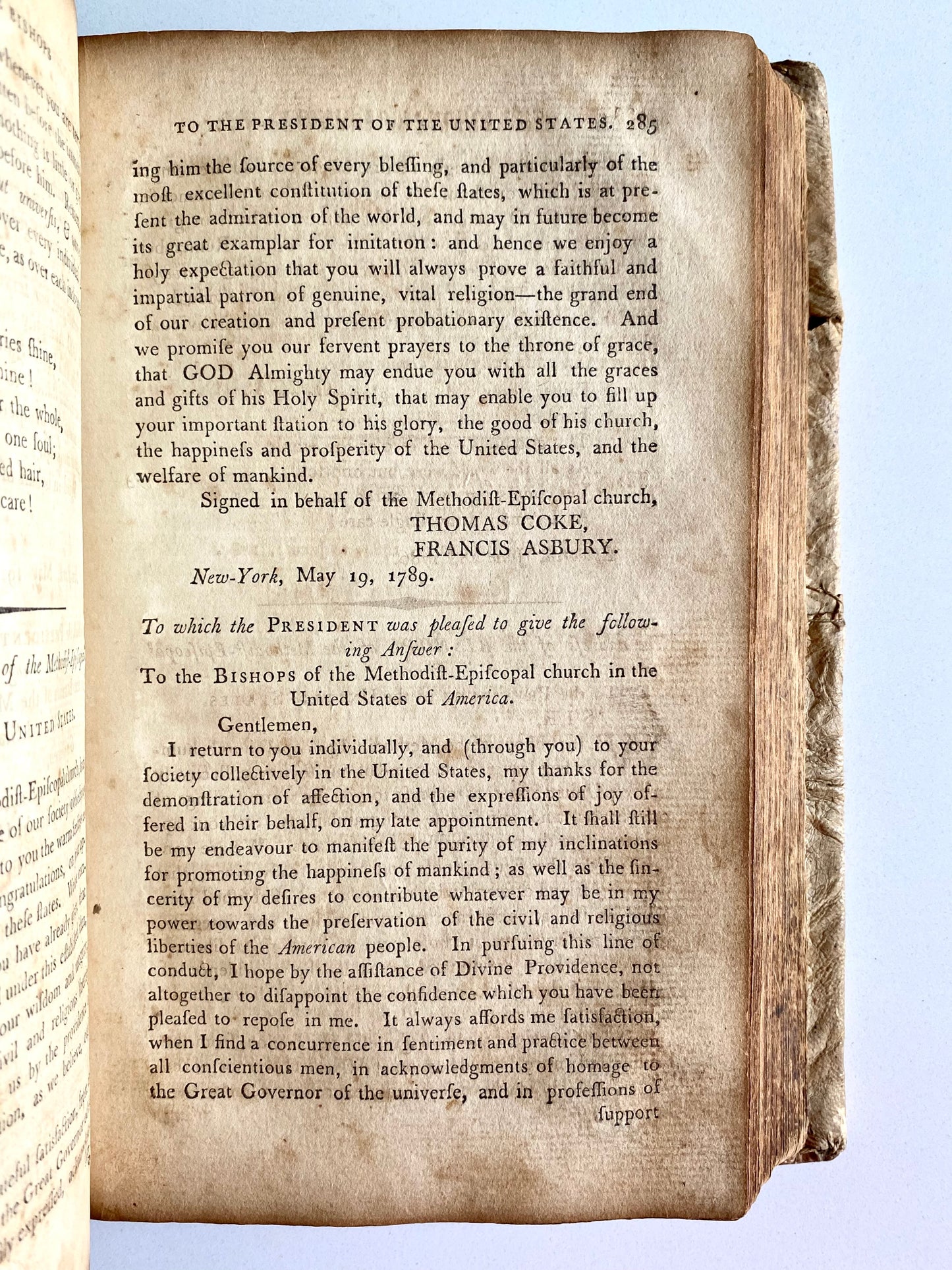 1789 FRANCIS ASBURY & THOMAS COKE. Scarce First Year of American "Arminian Magazine" in Deer Skin Binding with Superb Provenance.