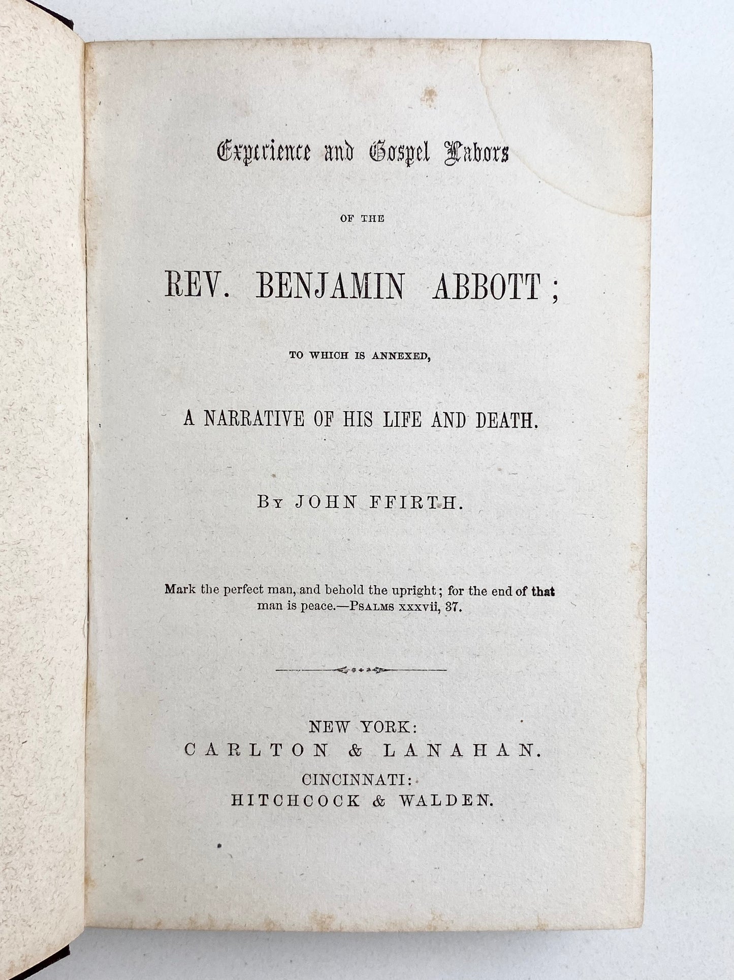 1850 BENJAMIN ABBOTT [b.1732] Biography of 18th Century American Methodist Circuit-Rider.