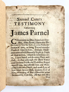 1675 JAMES PARNELL. The "Boy Martyr" Converted Under George Fox. Martyred at 20 Years Old!