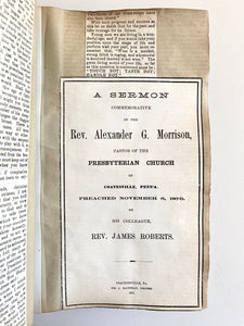 1870 JAMES ROBERTS. Presbyterian. Robert's Personal Album of His Published Sermons, etc.